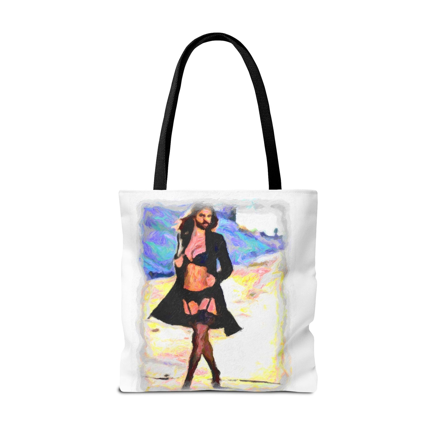 Tote Bag (AOP) ... The Low Spark of High_HEELED_Boys ... 'Garterbelt & Bra Inclusive!' ... Original Works ...
