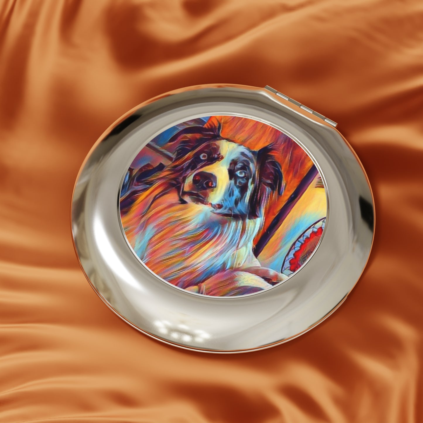 Compact Travel Mirror ... Ozzy-Hippensteel ... "Don't Cry Now ... Dry-Your-Eyes ... On-The-Wind". Original Works. May 2023.