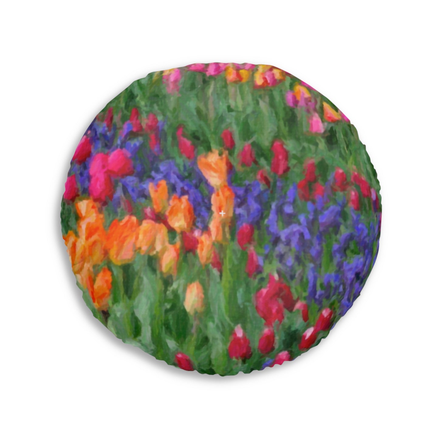 Tufted Floor Pillow, Round ... Skagit Valley Tulips ... Skagit Valley, Washington ... Family Archives ... Original Works ... Circa 1980's ...