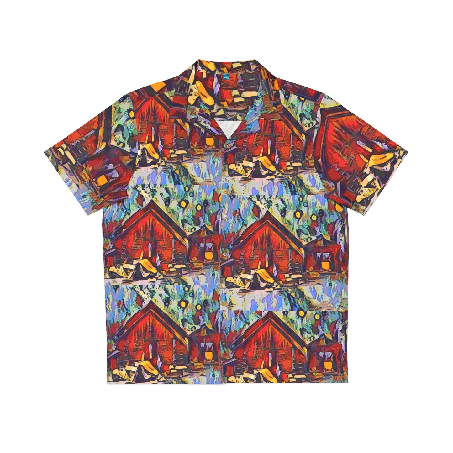 Men's Hawaiian Shirt (AOP) ... A Very Abstract "Mountain Winter Scene" ... Original Works. Copyright Phot's Photo_LODA: Les Objets D'Art. December 2023 ...