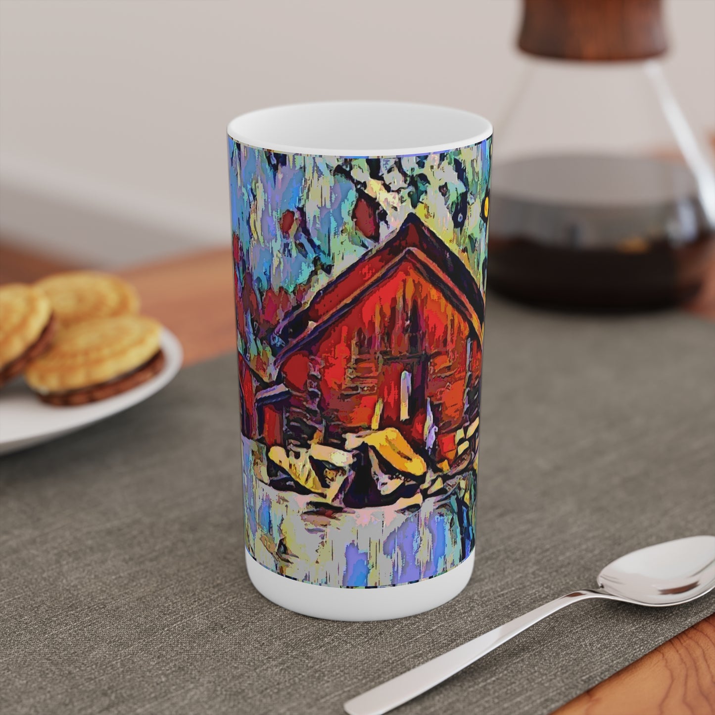 Conical Coffee Mugs (3oz, 8oz, 12oz) ... A Very Abstract "Mountain Winter Scene" ... Original Works. Copyright Phot's Photo_LODA: Les Objets D'Art. December 2023 ...