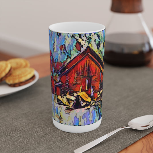 Conical Coffee Mugs (3oz, 8oz, 12oz) ... A Very Abstract "Mountain Winter Scene" ... Original Works. Copyright Phot's Photo_LODA: Les Objets D'Art. December 2023 ...