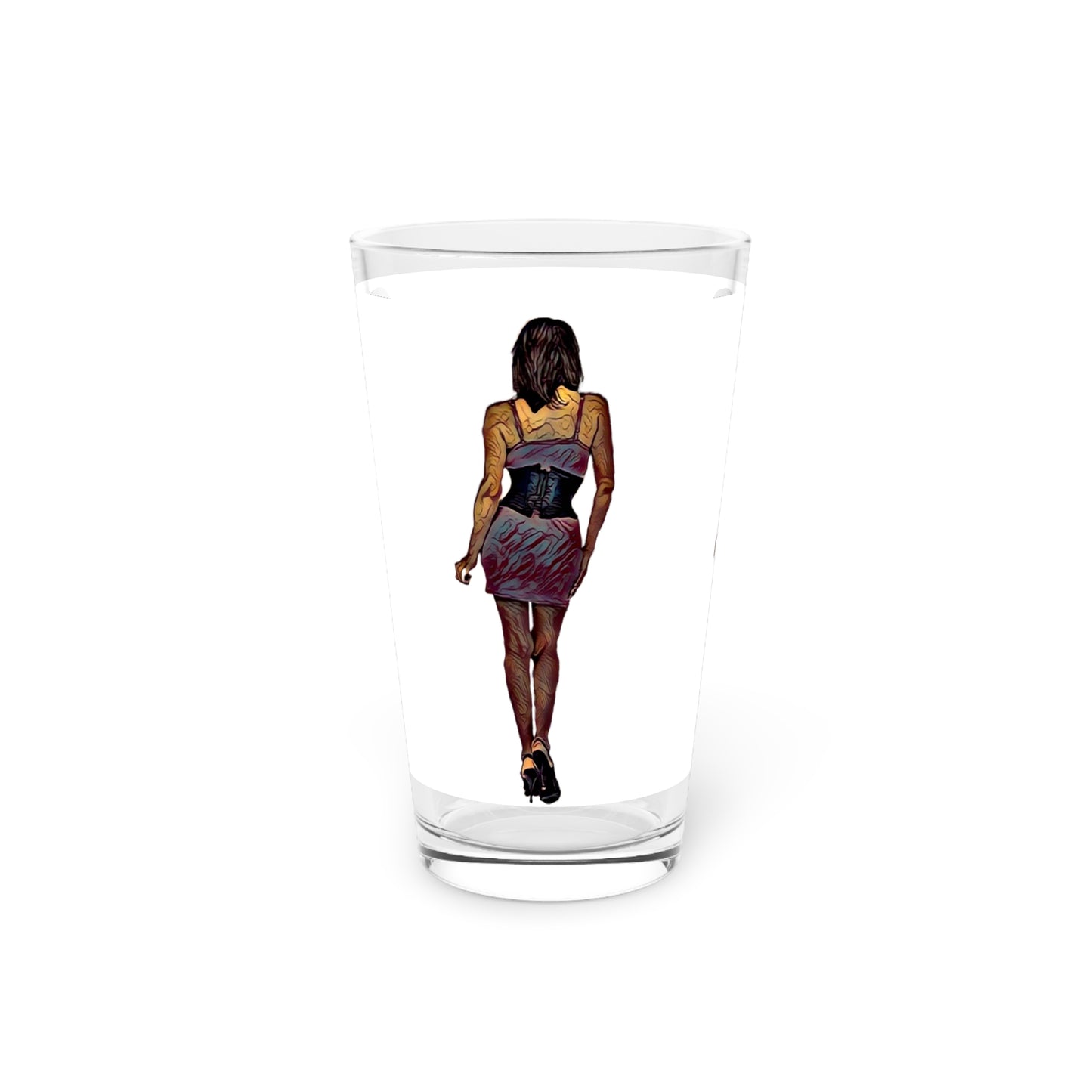 Pint Glass, 16oz ...  I'll Walk 'A-Hundred-Miles' In Stilettos ... Original Works ... June 2023. Central Idaho, USA ...