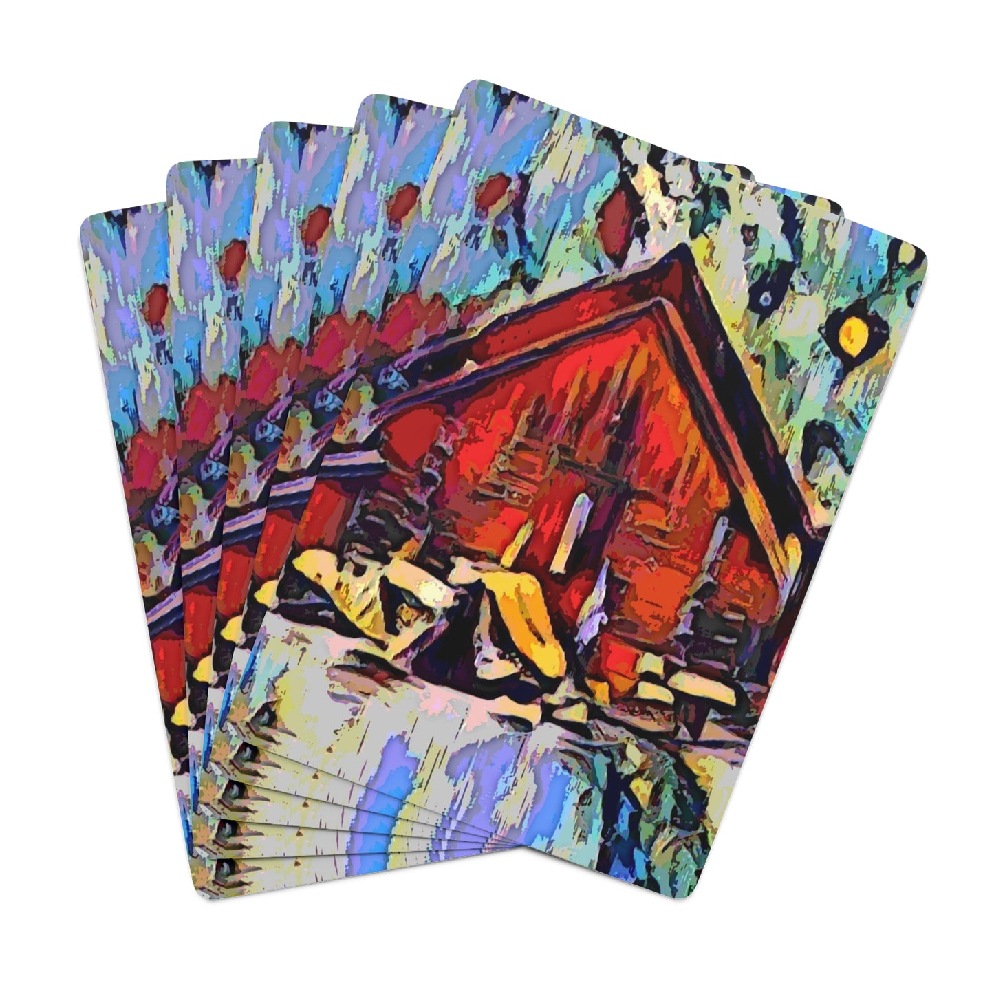 Custom Poker Cards ... A Very Abstract "Mountain Winter Scene" ... Original Works. Copyright Phot's Photo_LODA: Les Objets D'Art. December 2023 ...