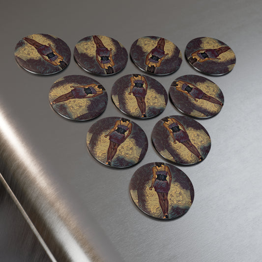 Button Magnet, Round (1 & 10 pcs) ...  I'll Walk 'A-Hundred-Miles' In Stilettos ... Original Works ... June 2023. Central Idaho, USA ...