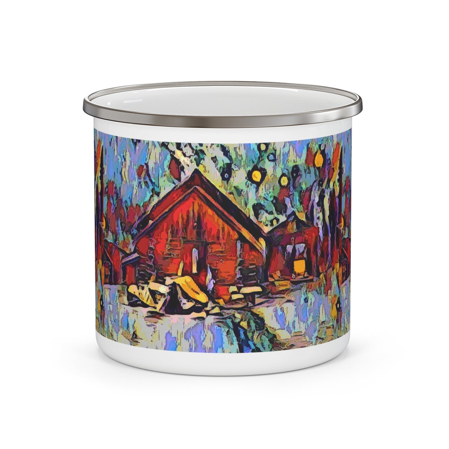 Enamel Camping Mug ... A Very Abstract "Mountain Winter Scene" ... Original Works. Copyright Phot's Photo_LODA: Les Objets D'Art. December 2023 ...