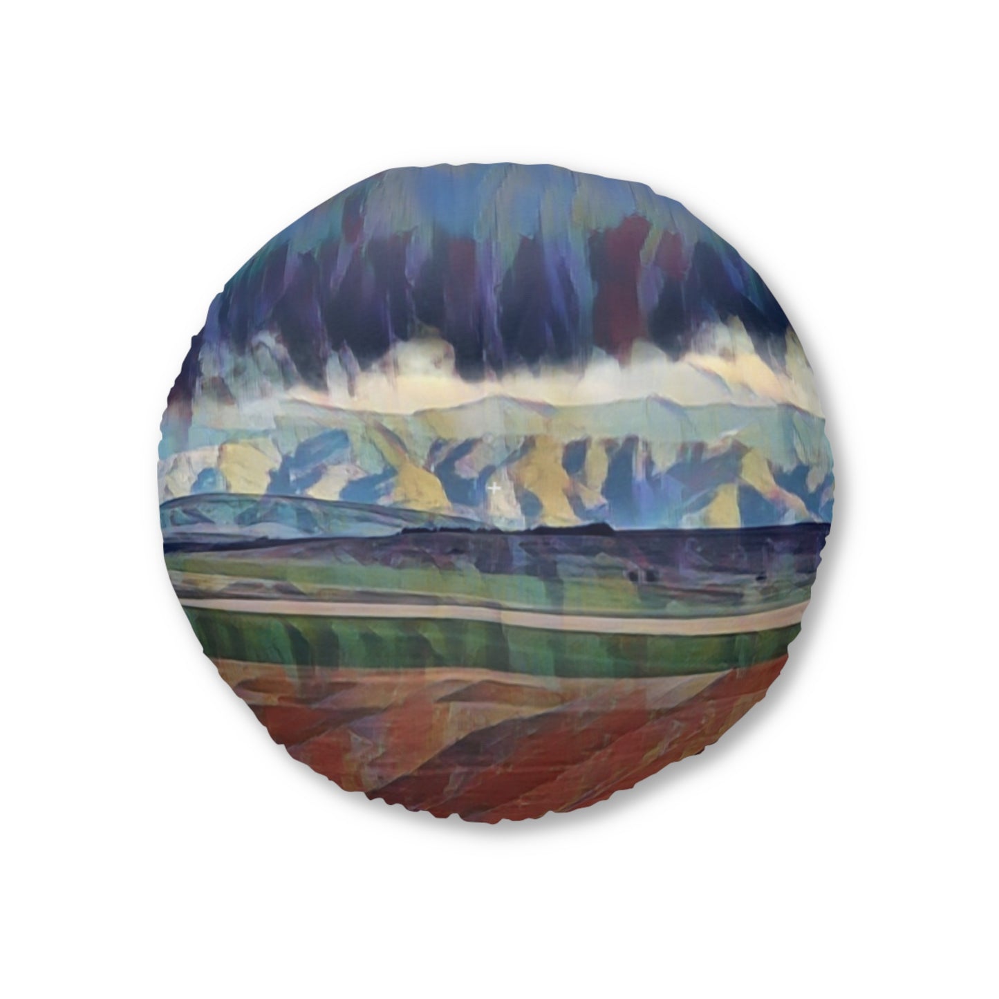 Tufted Floor Pillow, Round ... On-The-Prairie .. "The Storm Is Brewing" ... Central Idaho: November 2023 ... Original Works  ...