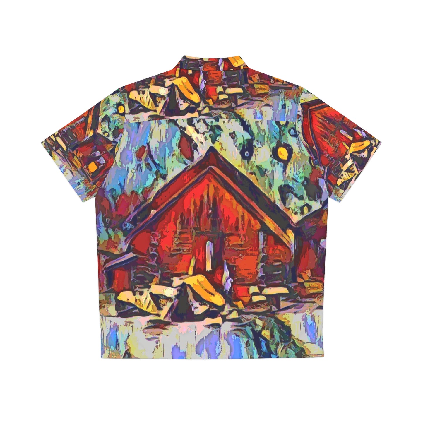 Men's Hawaiian Shirt (AOP) ... A Very Abstract "Mountain Winter Scene" ... Original Works. Copyright Phot's Photo_LODA: Les Objets D'Art. December 2023 ...