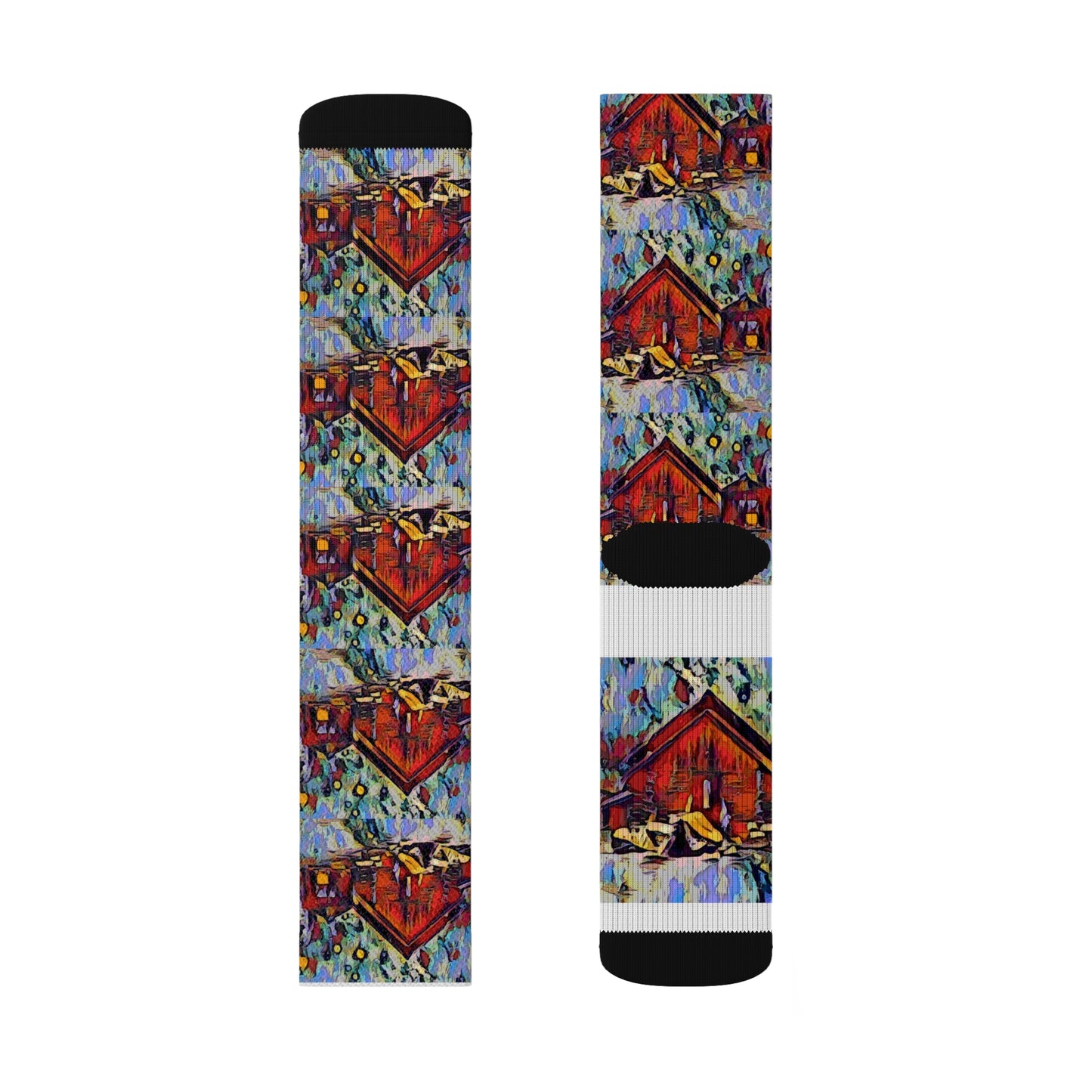 Sublimation Socks ... A Very Abstract "Mountain Winter Scene" ... Original Works. Copyright Phot's Photo_LODA: Les Objets D'Art. December 2023 ...