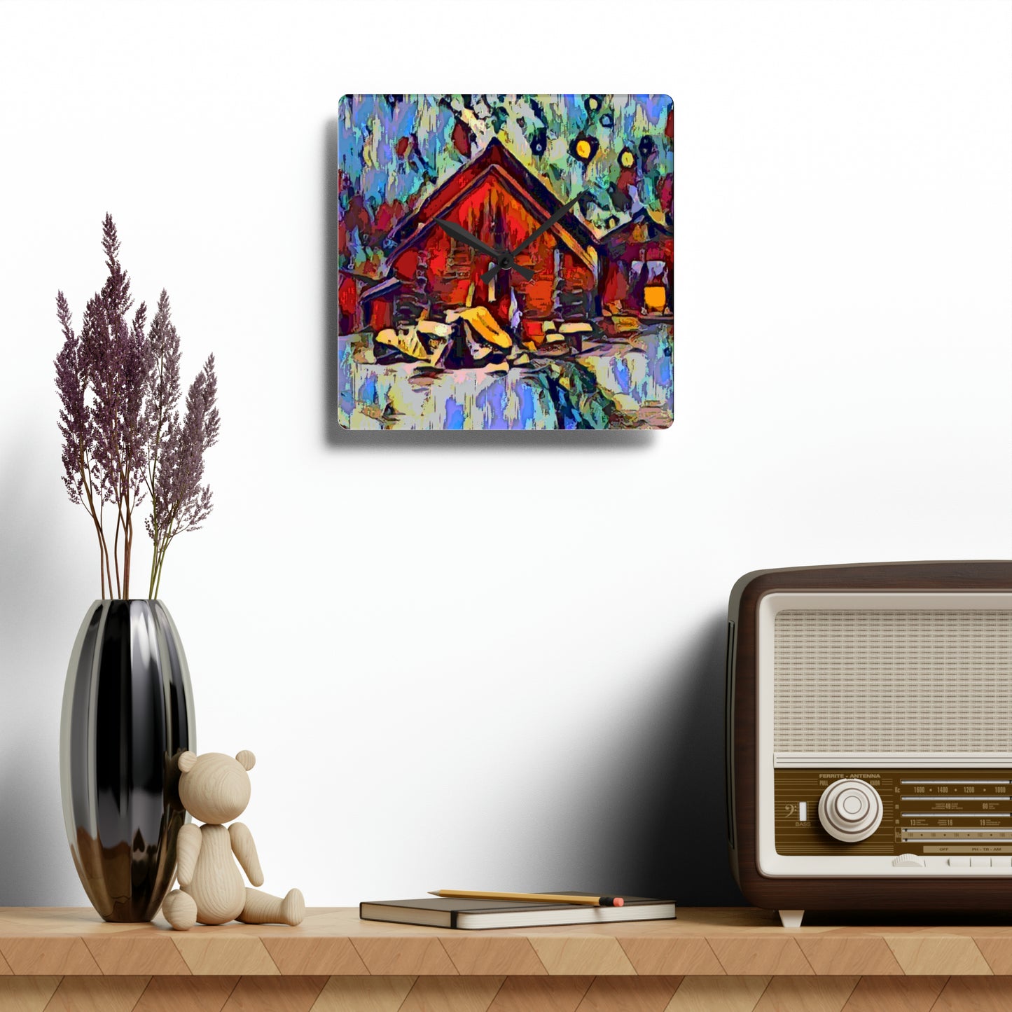 Acrylic Wall Clock ... A Very Abstract "Mountain Winter Scene" ... Original Works. Copyright Phot's Photo_LODA: Les Objets D'Art. December 2023 ...