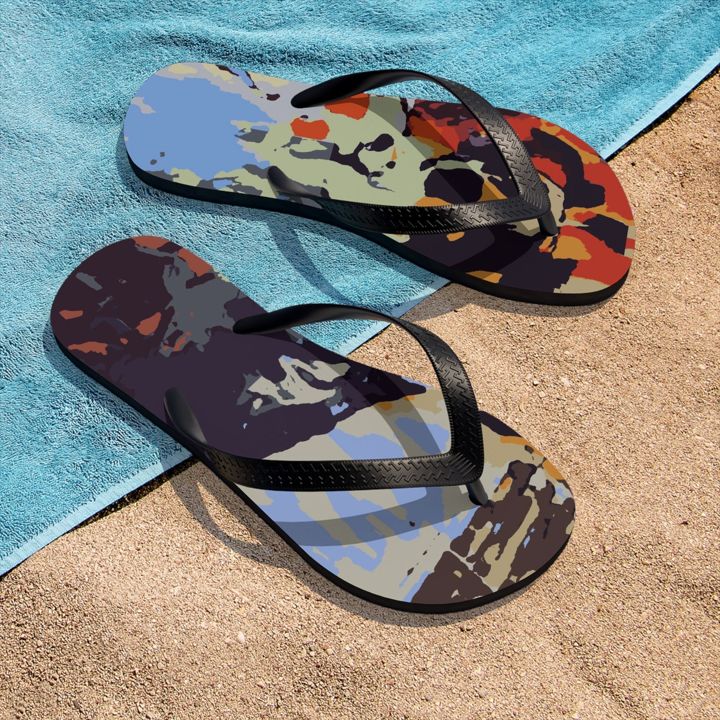 Unisex Flip-Flops ... Ozzie-Hippensteel ... "Don't Cry Now ... Dry-Your_Eyes ... On The Wind". Oriignal Works. May 2023.