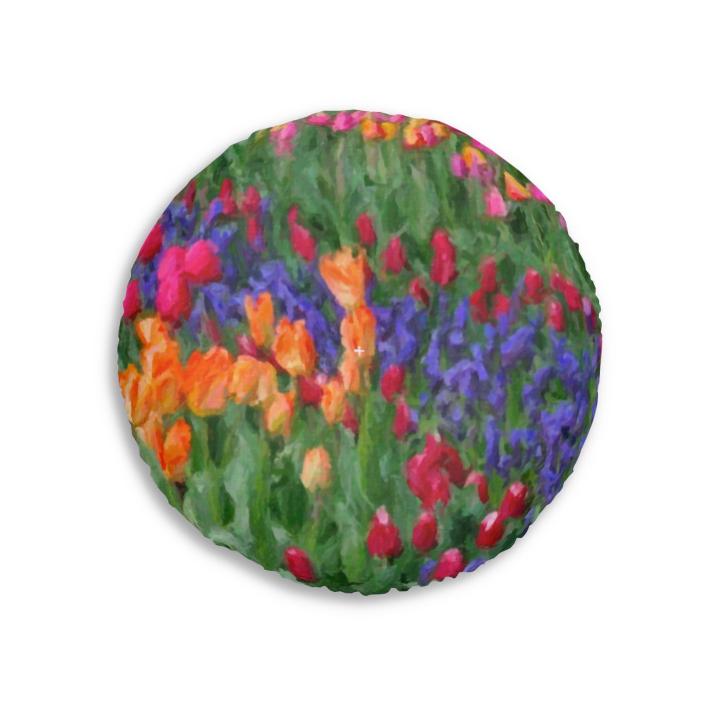 Tufted Floor Pillow, Round ... Skagit Valley Tulips ... Skagit Valley, Washington ... Family Archives ... Original Works ... Circa 1980's ...
