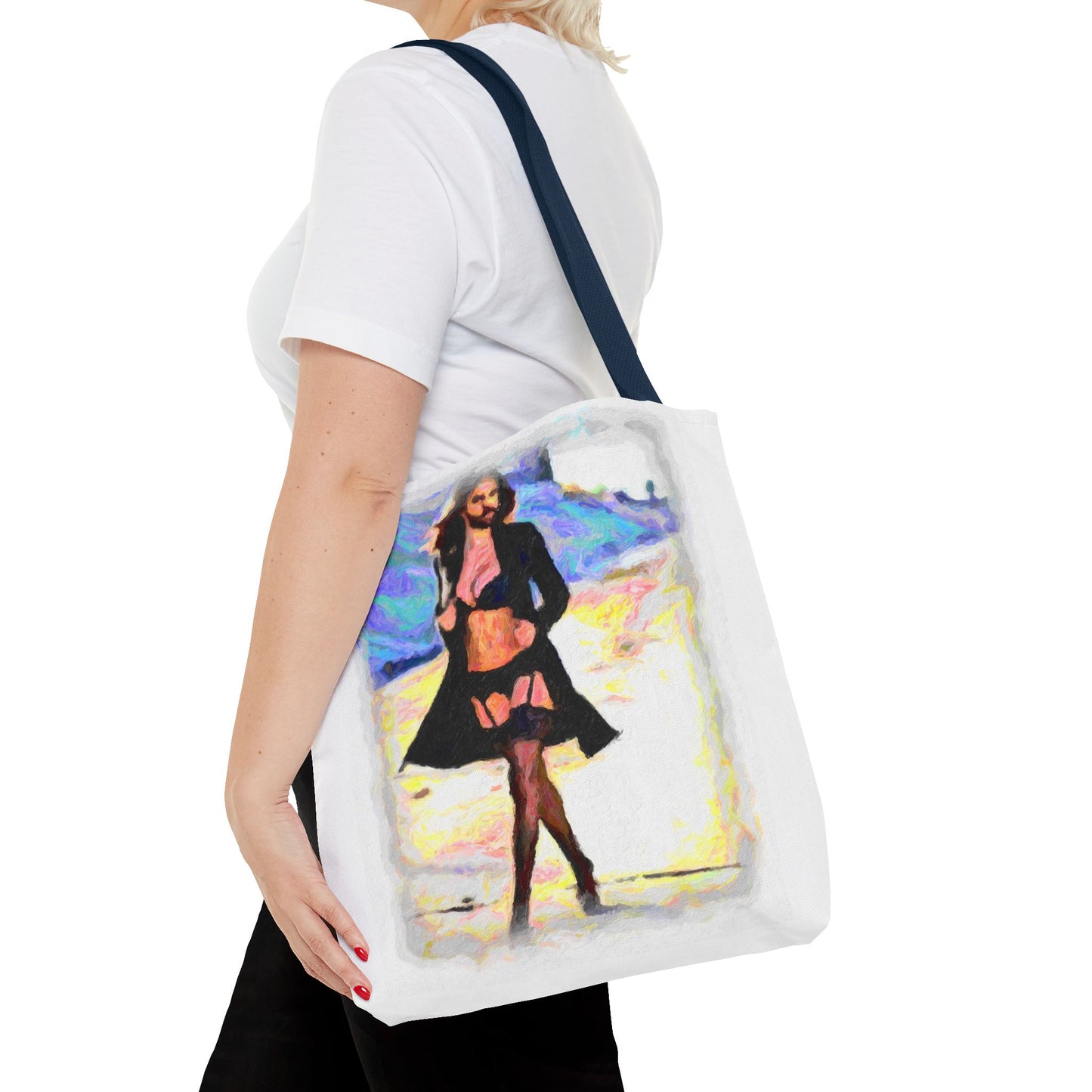 Tote Bag (AOP) ... The Low Spark of High_HEELED_Boys ... 'Garterbelt & Bra Inclusive!' ... Original Works ...