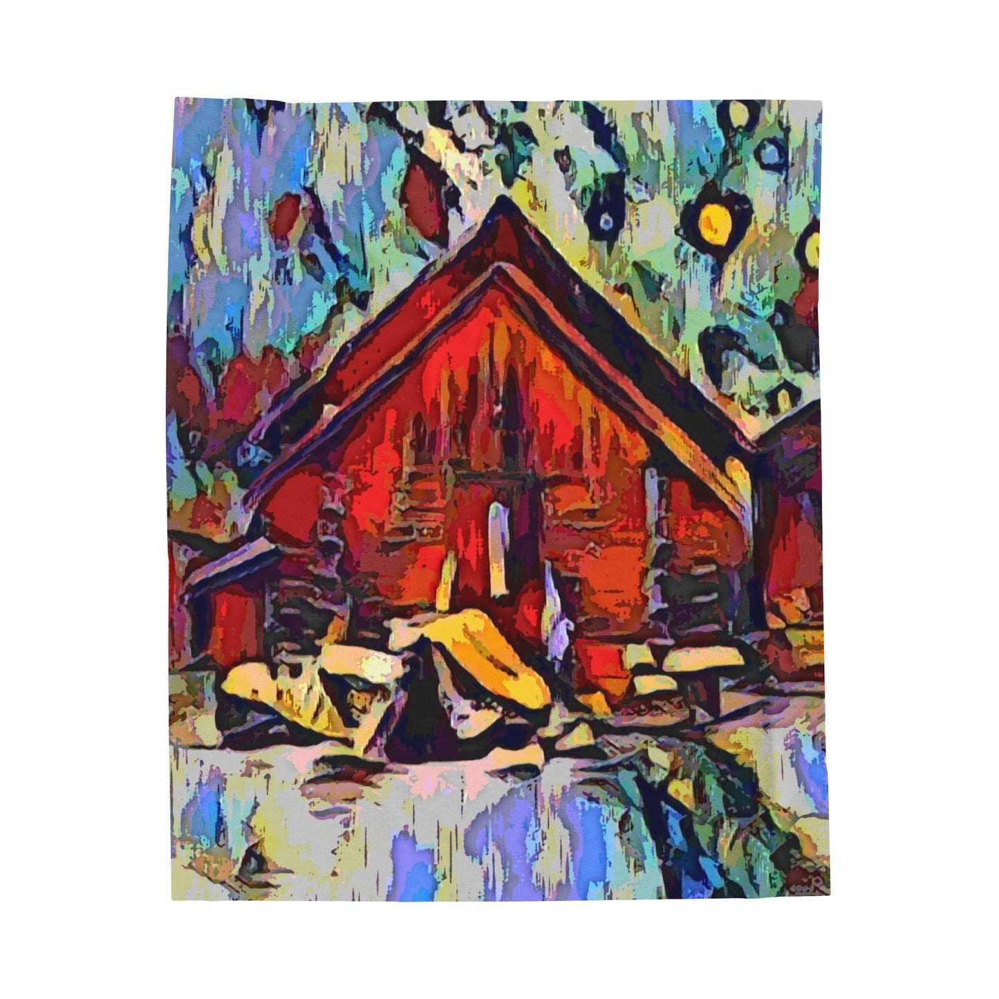 Velveteen Plush Blanket ... A Very Abstract "Mountain Winter Scene" ... Original Works. Copyright Phot's Photo_LODA: Les Objets D'Art. December 2023 ...