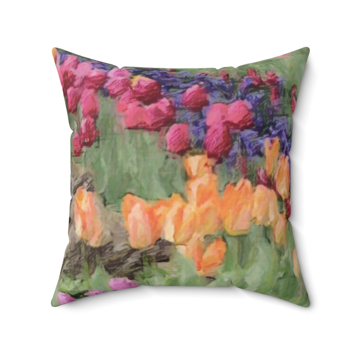 Spun Polyester Square Pillow ... Skagit Valley Tulips ... Skagit Valley, Washington ... Family Archives ... Original Works ... Circa 1980's ...