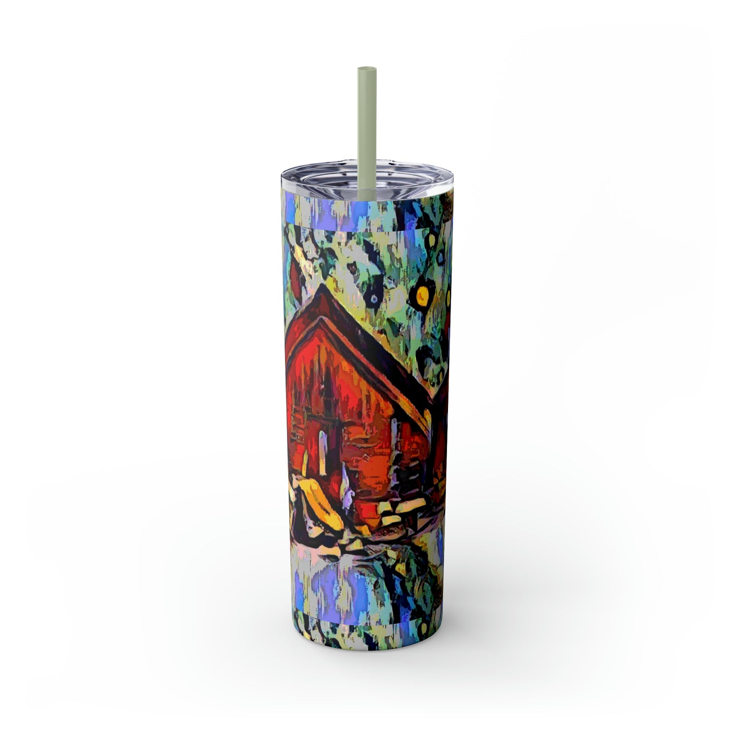 Skinny Tumbler with Straw, 20oz ... A Very Abstract "Mountain Winter Scene" ... Original Works. Copyright Phot's Photo_LODA: Les Objets D'Art. December 2023 ...