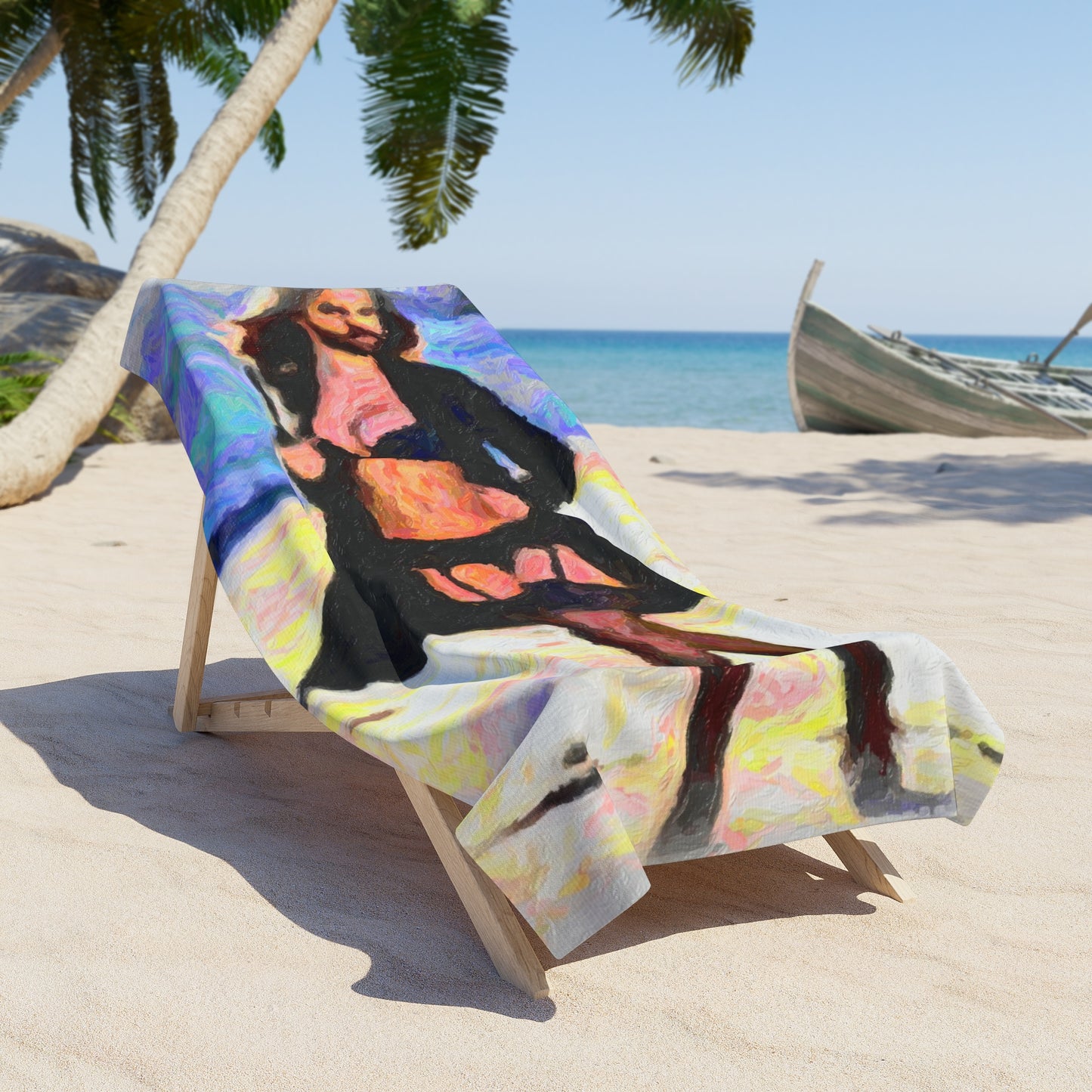 Beach Towel ... The Low Spark of High_HEELED_Boys ... 'Garterbelt & Bra Inclusive!' ... Original Works ...