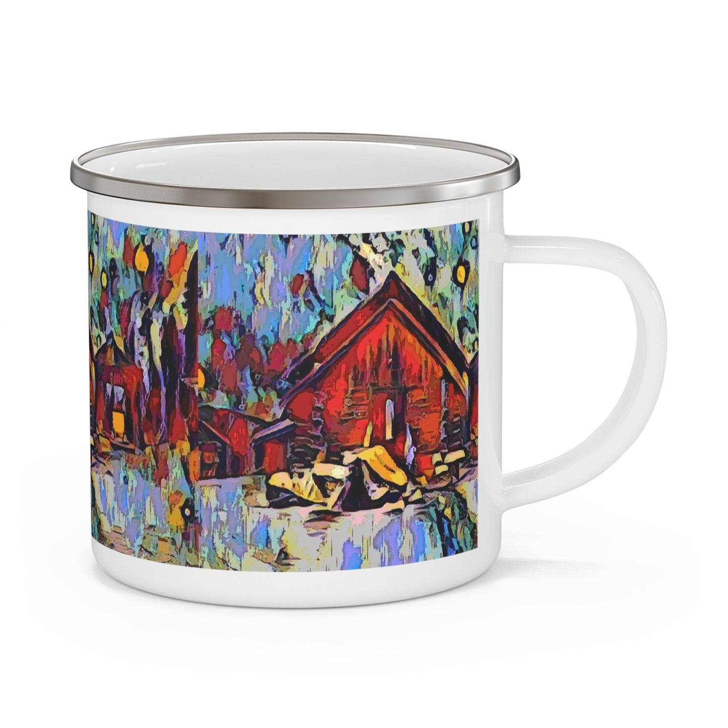 Enamel Camping Mug ... A Very Abstract "Mountain Winter Scene" ... Original Works. Copyright Phot's Photo_LODA: Les Objets D'Art. December 2023 ...