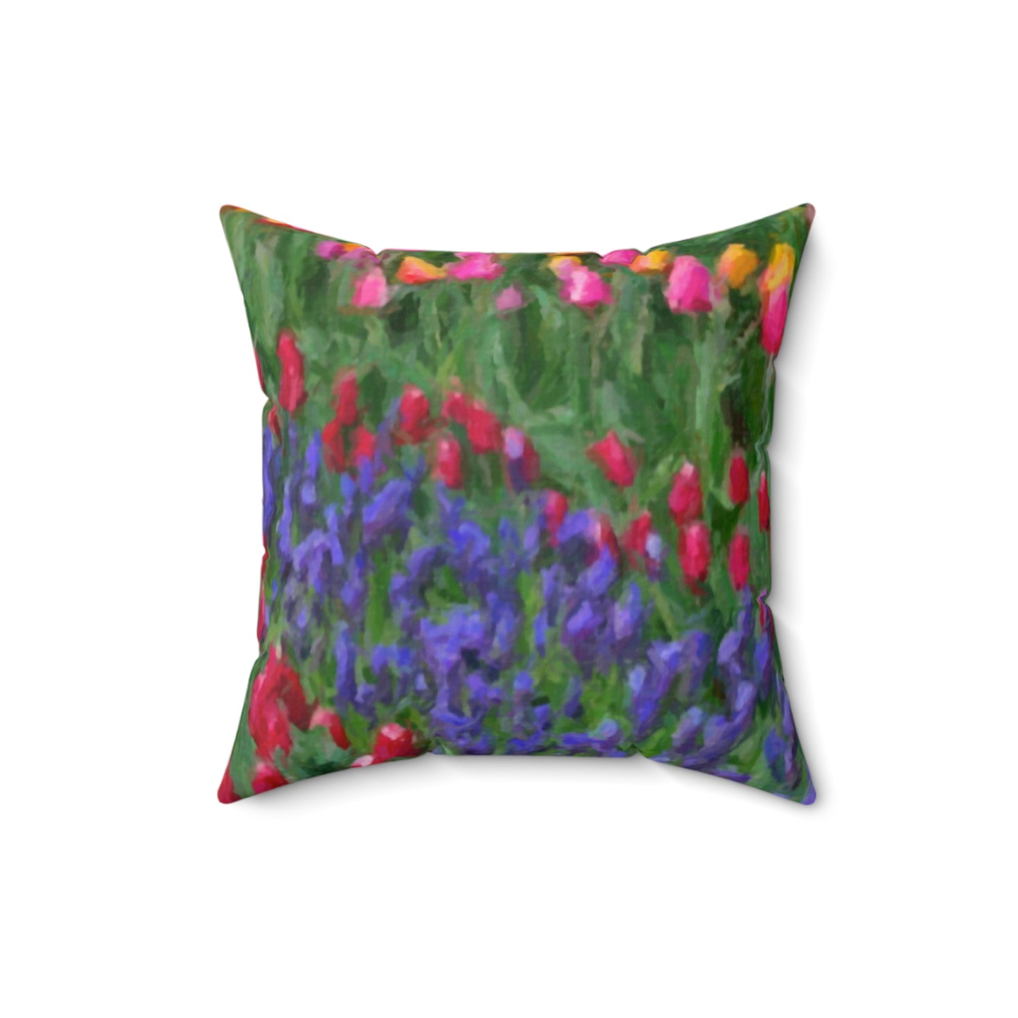 Spun Polyester Square Pillow ...Skagit Valley Tulips ... Skagit Valley, Washington ... Family Archives ... Original Works ... Circa 1980's ...