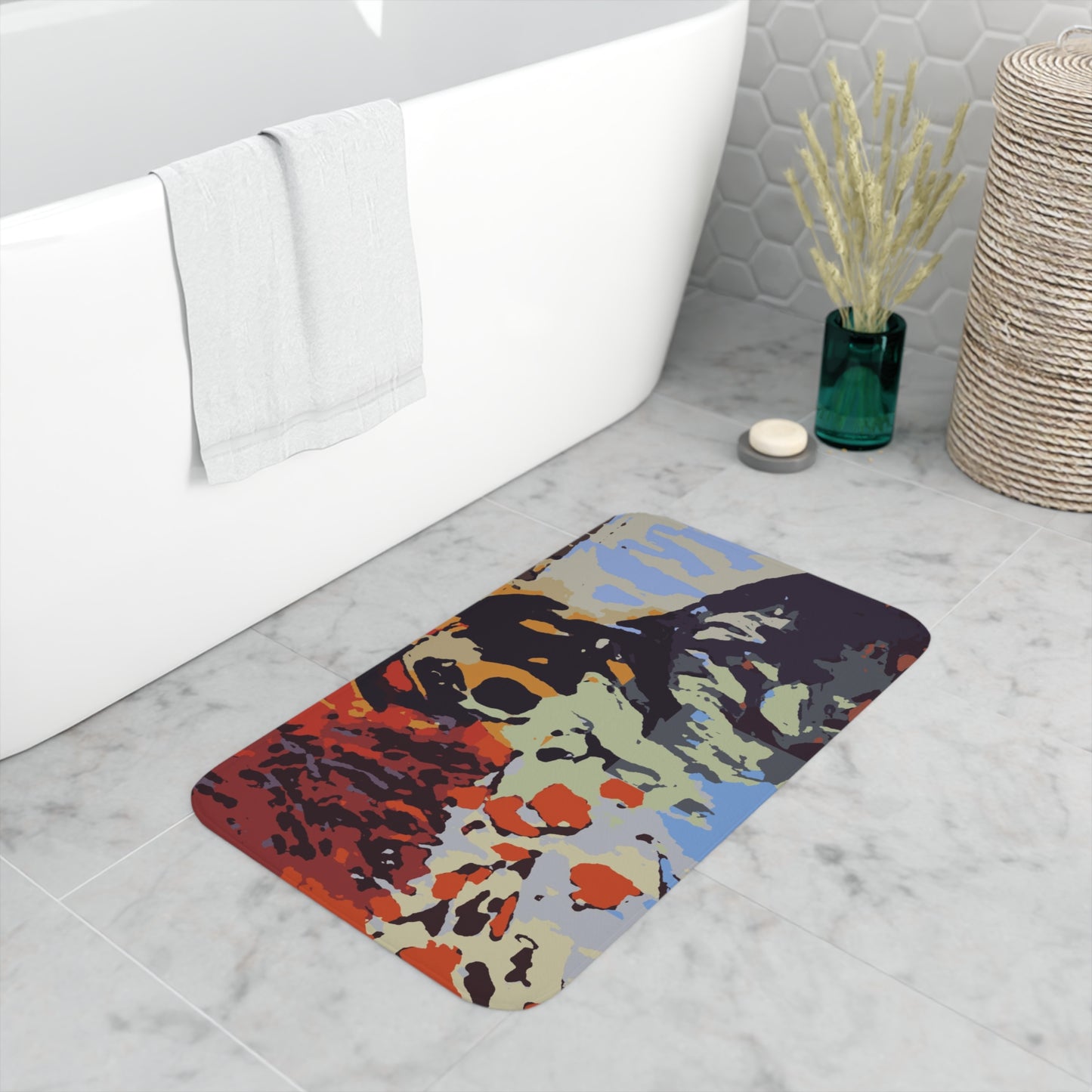 Memory Foam Bath Mat ... Ozzy-Hippensteel ... "Don't Cry Now ... Dry-Your-Eyes ... On-The-Wind". Original Works. May 2023.