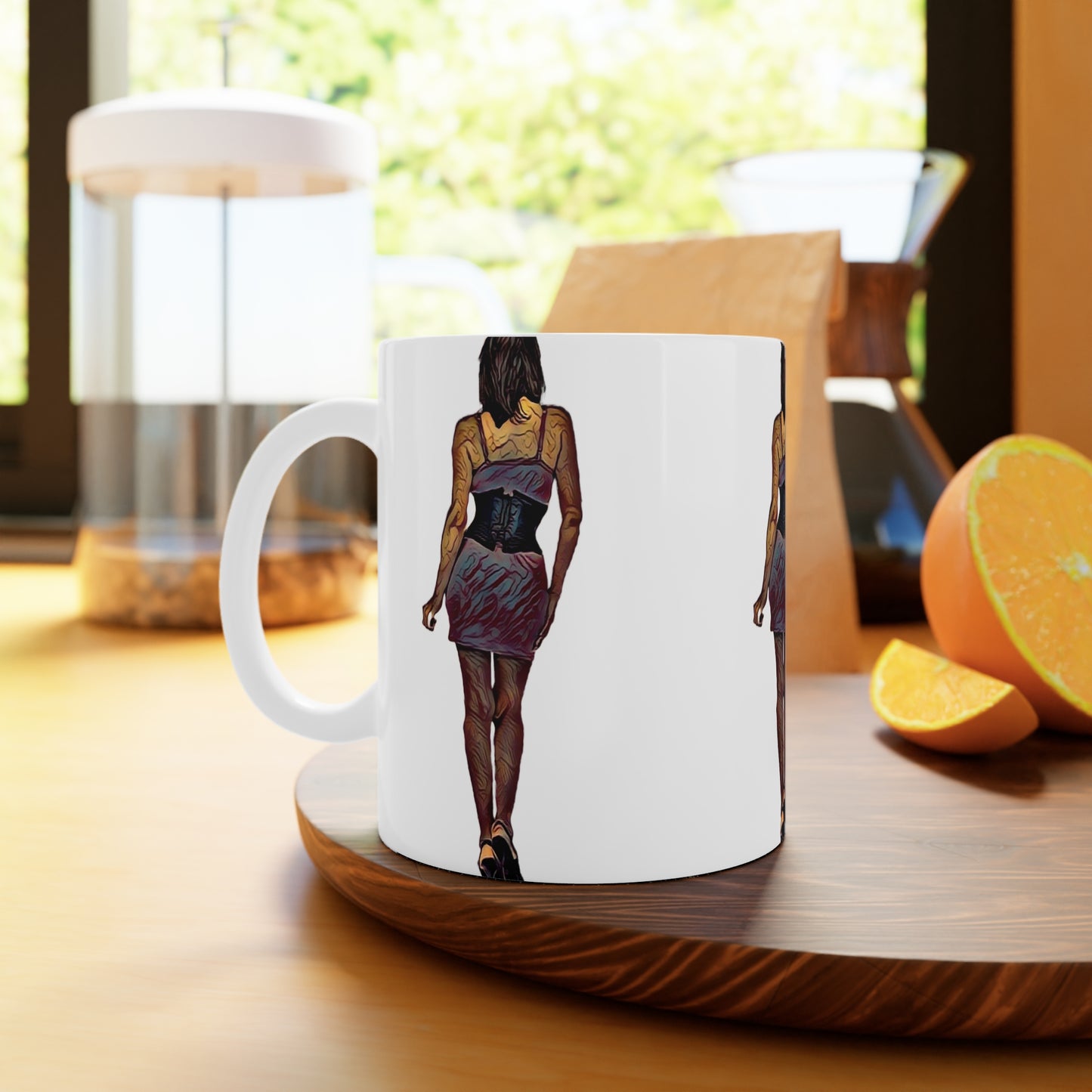 White Ceramic Mug, 11oz and 15oz ...  I'll Walk 'A-Hundred-Miles' In Stilettos ... Original Works ... June 2023. Central Idaho, USA ...