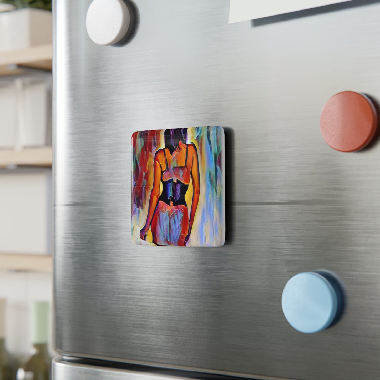 Porcelain Magnet, Square ... I'll Walk 'A-Hundred-Miles' In Stilettos ... Original Works ... June 2023. Central Idaho, USA ...