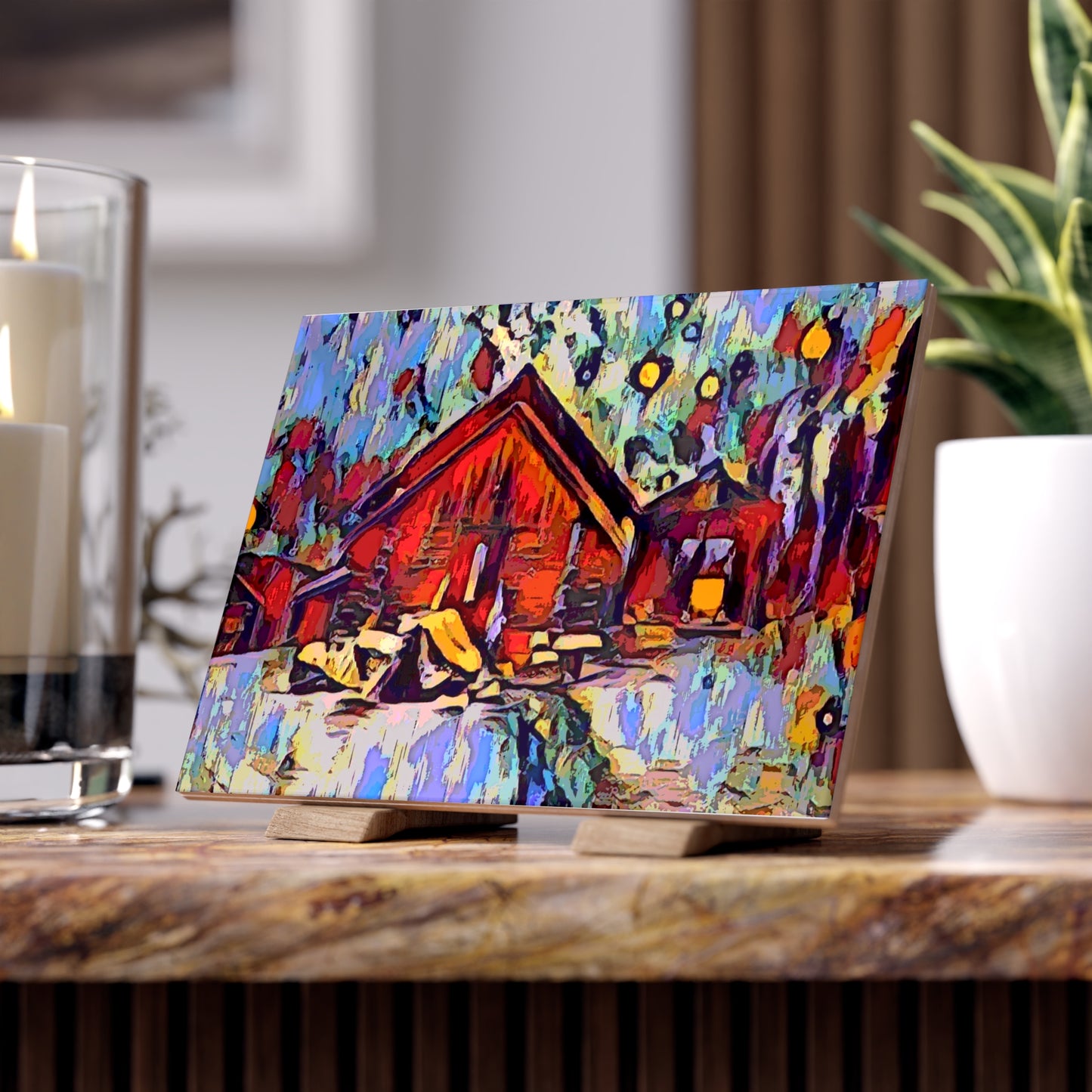 Ceramic Photo Tile ... A Very Abstract "Mountain Winter Scene" ... Original Works. Copyright Phot's Photo_LODA: Les Objets D'Art. December 2023 ...