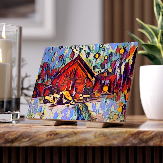 Ceramic Photo Tile ... A Very Abstract "Mountain Winter Scene" ... Original Works. Copyright Phot's Photo_LODA: Les Objets D'Art. December 2023 ...