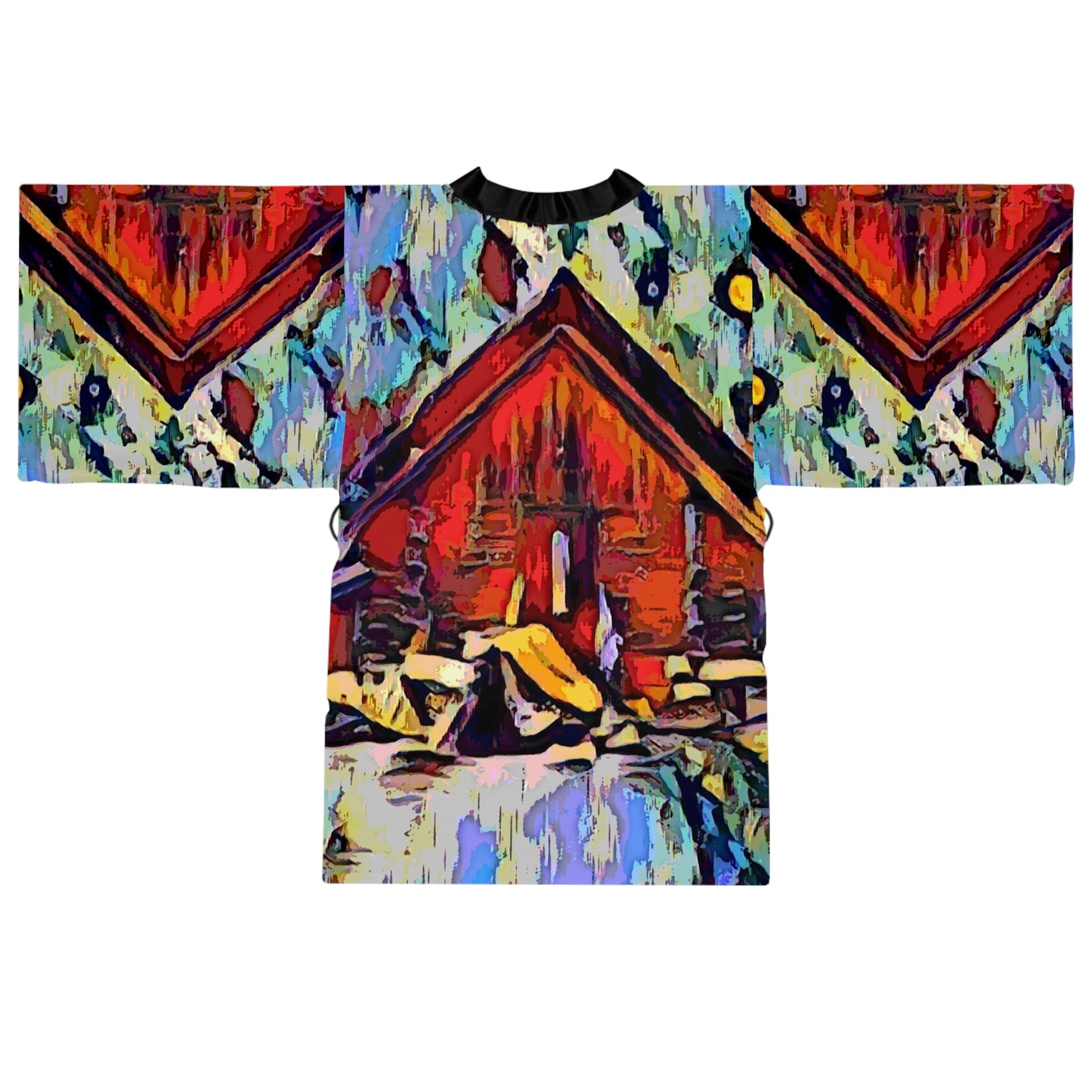 Long Sleeve Kimono Robe (AOP) ... A Very Abstract "Mountain Winter Scene" ... Original Works. Copyright Phot's Photo_LODA: Les Objets D'Art. December 2023 ...