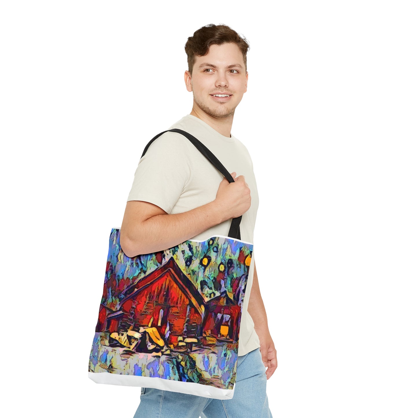 Tote Bag (AOP) ... A Very Abstract "Mountain Winter Scene" ... Original Works. Copyright Phot's Photo_LODA: Les Objets D'Art. December 2023 ...