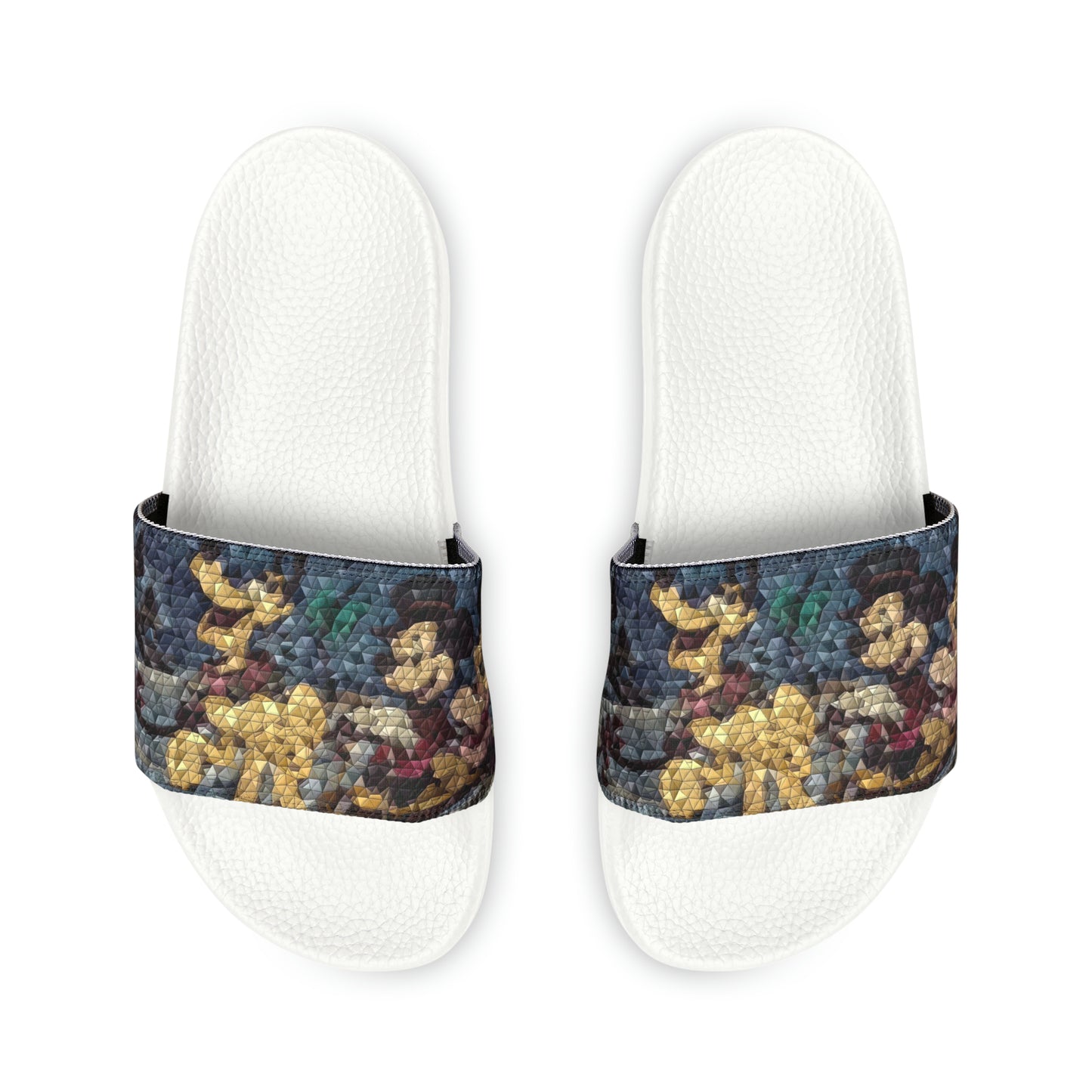 Women's PU Slide Sandals ... Mickey_N_Minnie Mouse & Pluto ... "A Winter Sleigh Ride" ... Original Works. Winter 2023 ...