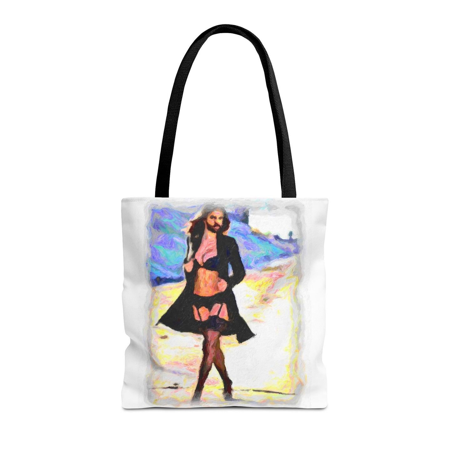 Tote Bag (AOP) ... The Low Spark of High_HEELED_Boys ... 'Garterbelt & Bra Inclusive!' ... Original Works ...