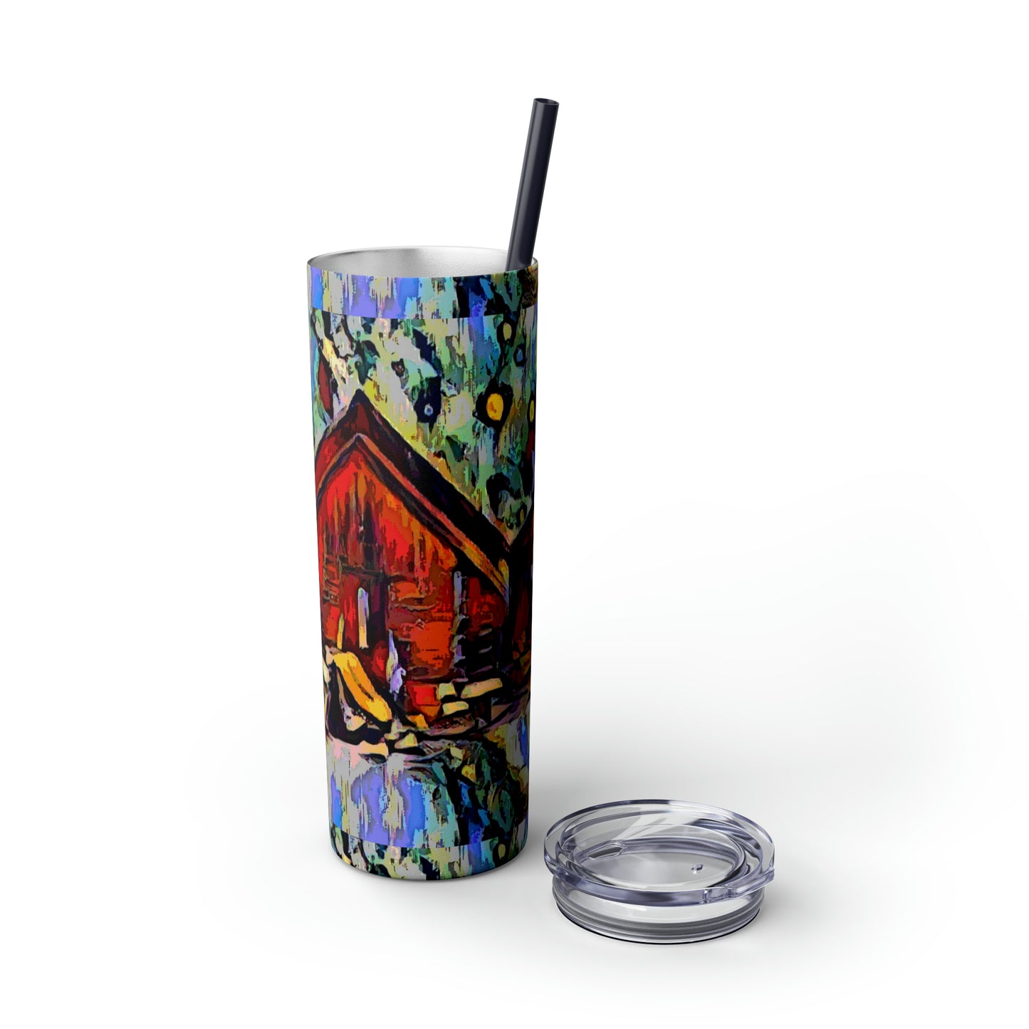 Skinny Tumbler with Straw, 20oz ... A Very Abstract "Mountain Winter Scene" ... Original Works. Copyright Phot's Photo_LODA: Les Objets D'Art. December 2023 ...