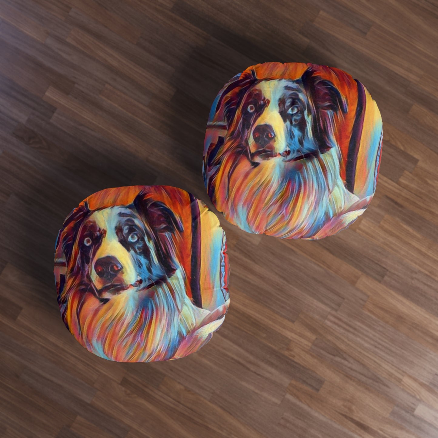 Tufted Floor Pillow, Round ... Ozzy-Hippensteel ... "Don't Cry Now ... Dry-Your-Eyes ... On-The-Wind". Original Works. May 2023.