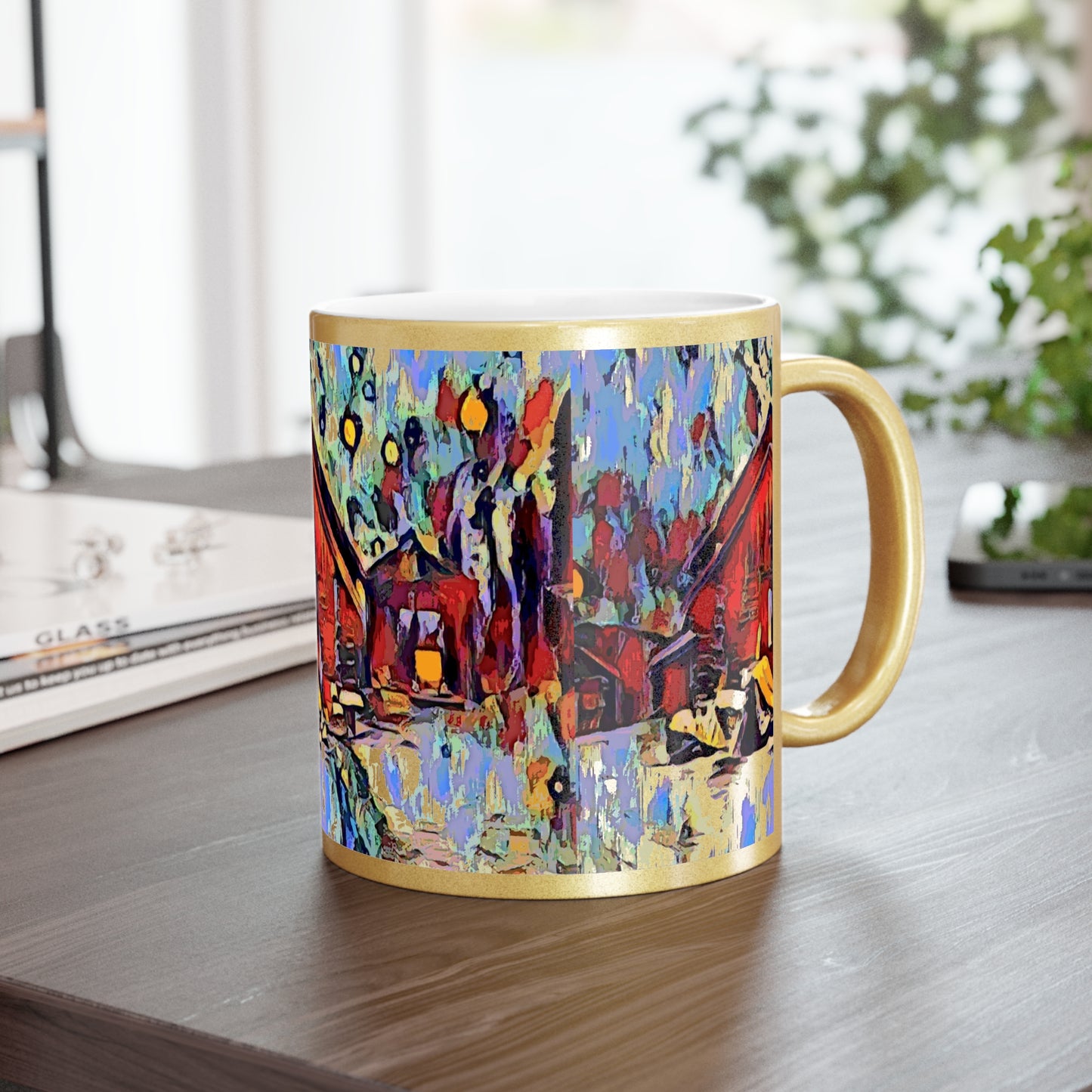 Metallic Mug (Silver\Gold) ... A Very Abstract "Mountain Winter Scene" ... Original Works. Copyright Phot's Photo_LODA: Les Objets D'Art. December 2023 ...