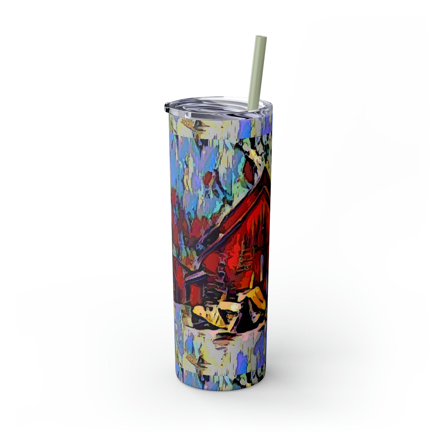 Skinny Tumbler with Straw, 20oz ... A Very Abstract "Mountain Winter Scene" ... Original Works. Copyright Phot's Photo_LODA: Les Objets D'Art. December 2023 ...