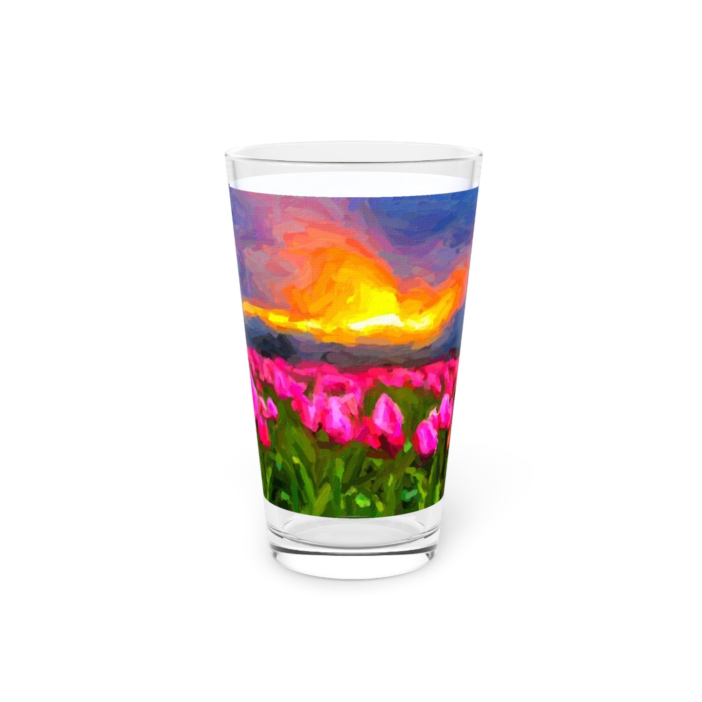 Pint Glass, 16oz ... Skagit Valley Tulips ... Skagit Valley, Washington ... Family Archives ... Original Works ... Circa 1980's ...