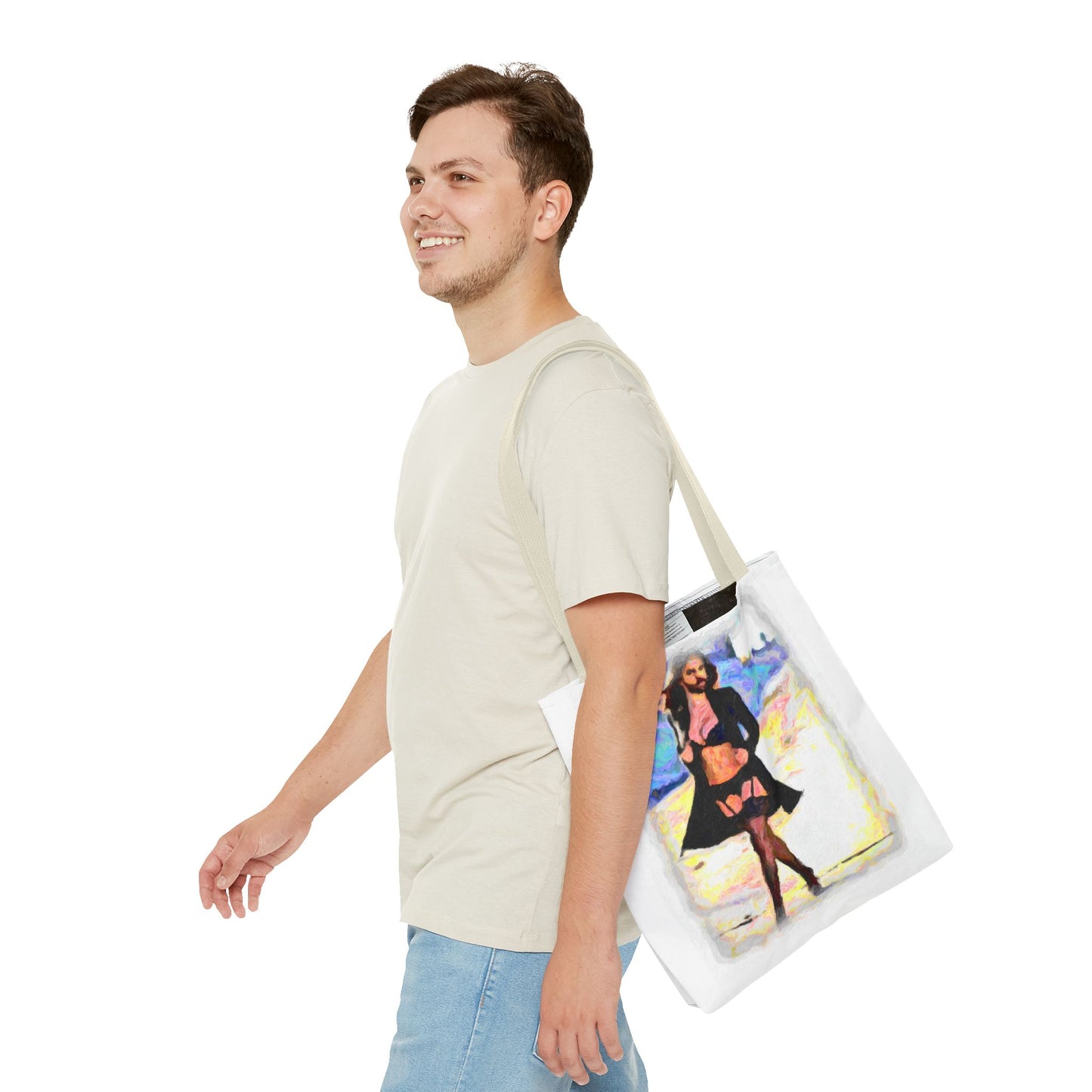Tote Bag (AOP) ... The Low Spark of High_HEELED_Boys ... 'Garterbelt & Bra Inclusive!' ... Original Works ...