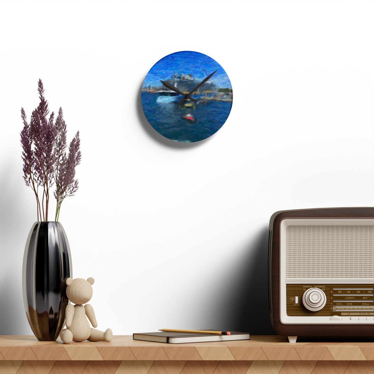 Acrylic Wall Clock ... Into Vancouver Harbor We Arrive: Celebrity Edge-Cruise ... Vancouver, British Columbia ... June 2024 ... Original Works