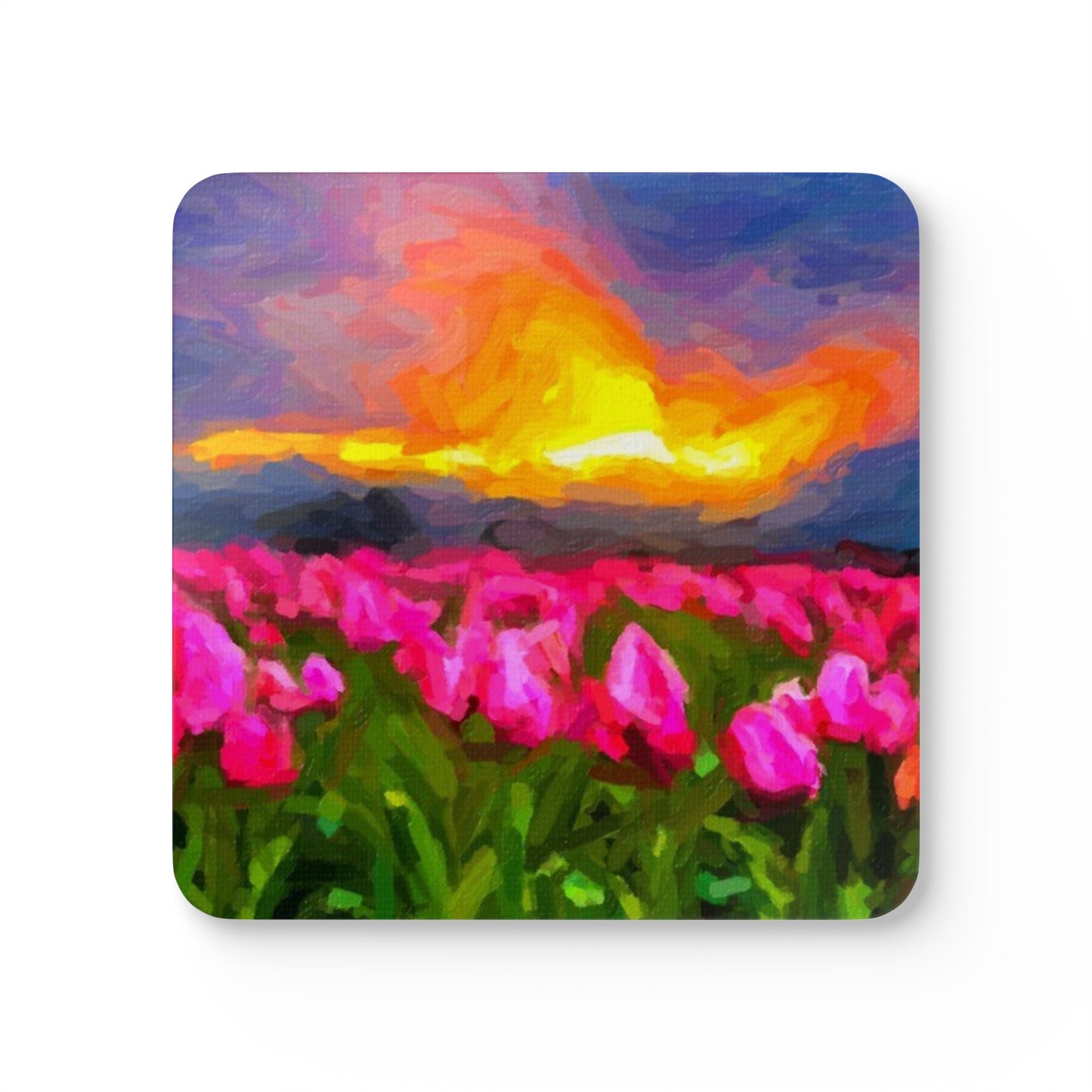 Corkwood Coaster Set ... Skagit Valley Tulips ... Skagit Valley, Washington ... Family Archives ... Original Works ... Circa 1980's ...