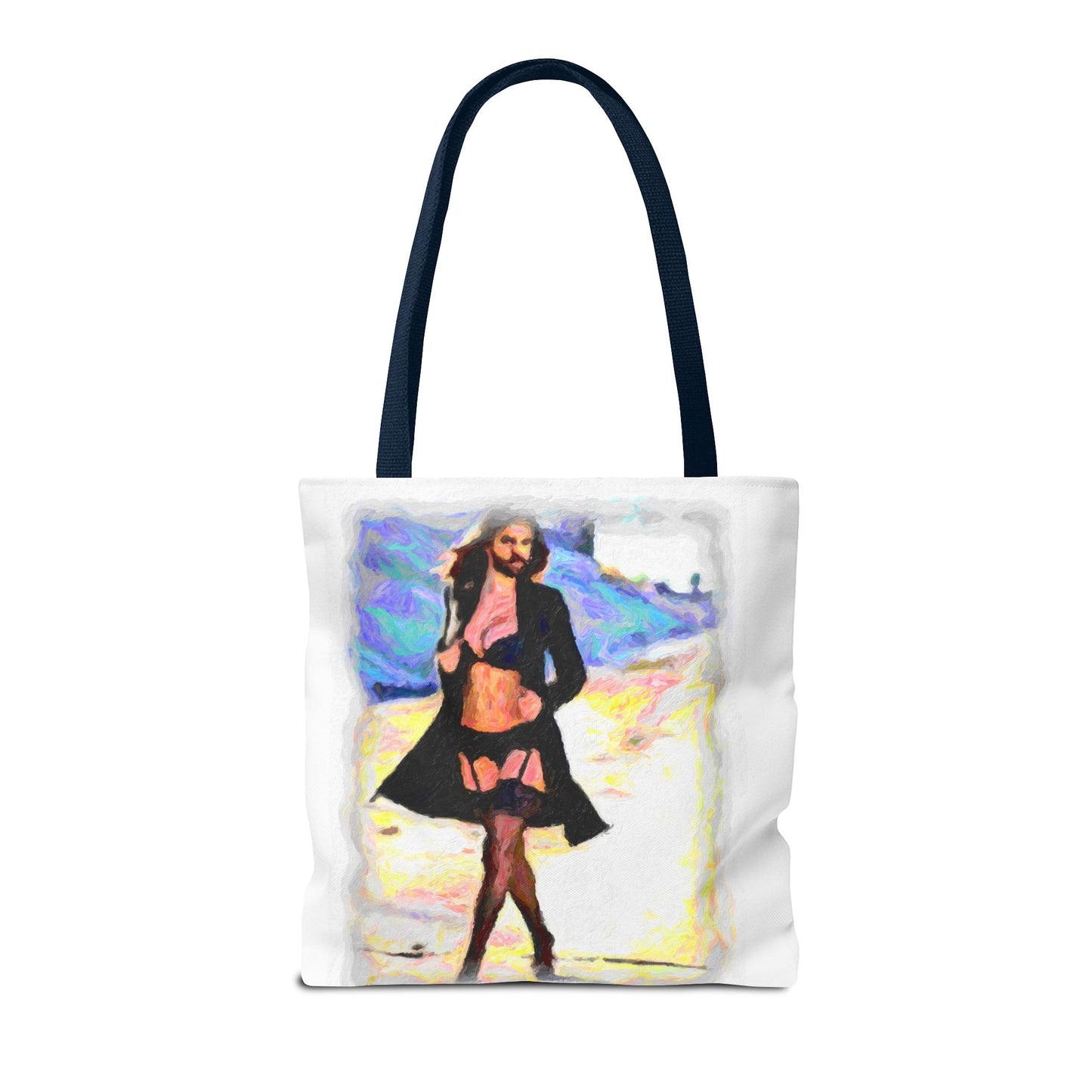 Tote Bag (AOP) ... The Low Spark of High_HEELED_Boys ... 'Garterbelt & Bra Inclusive!' ... Original Works ...