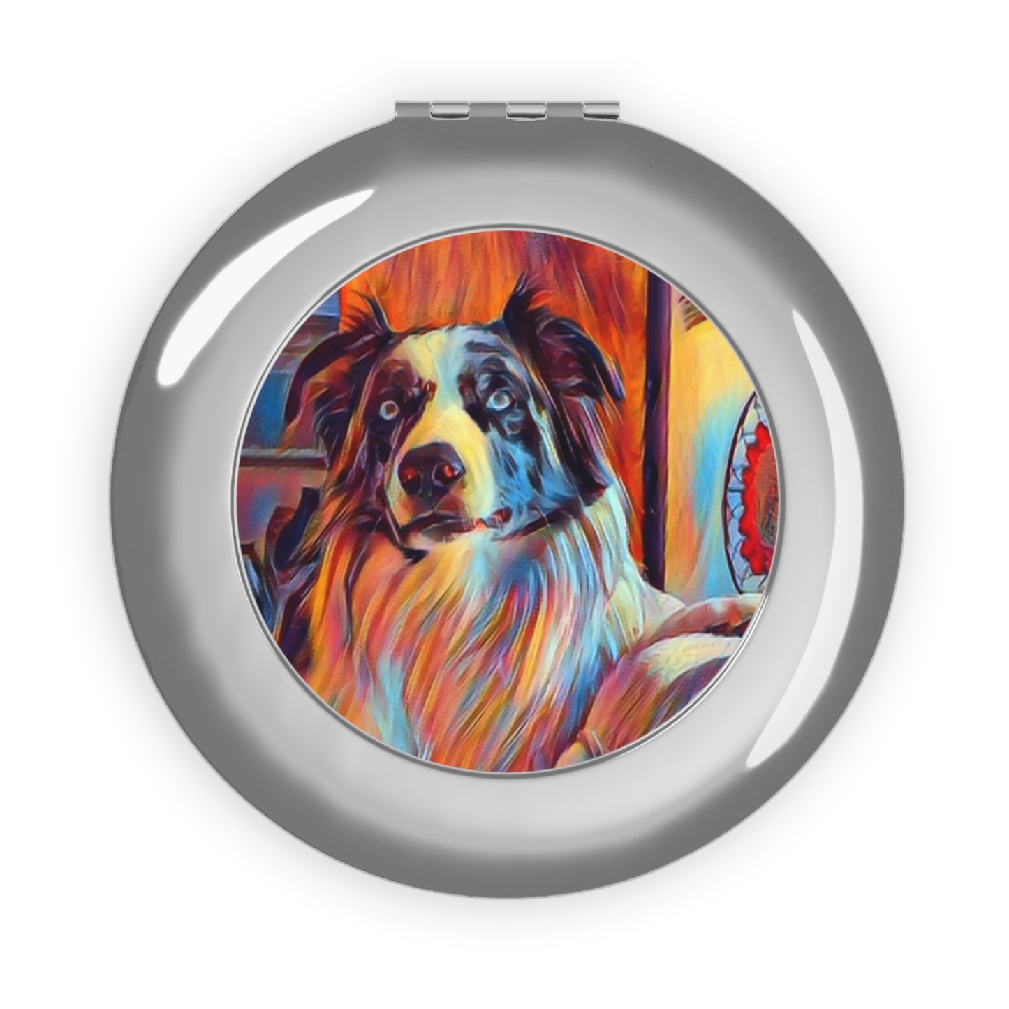 Compact Travel Mirror ... Ozzy-Hippensteel ... "Don't Cry Now ... Dry-Your-Eyes ... On-The-Wind". Original Works. May 2023.