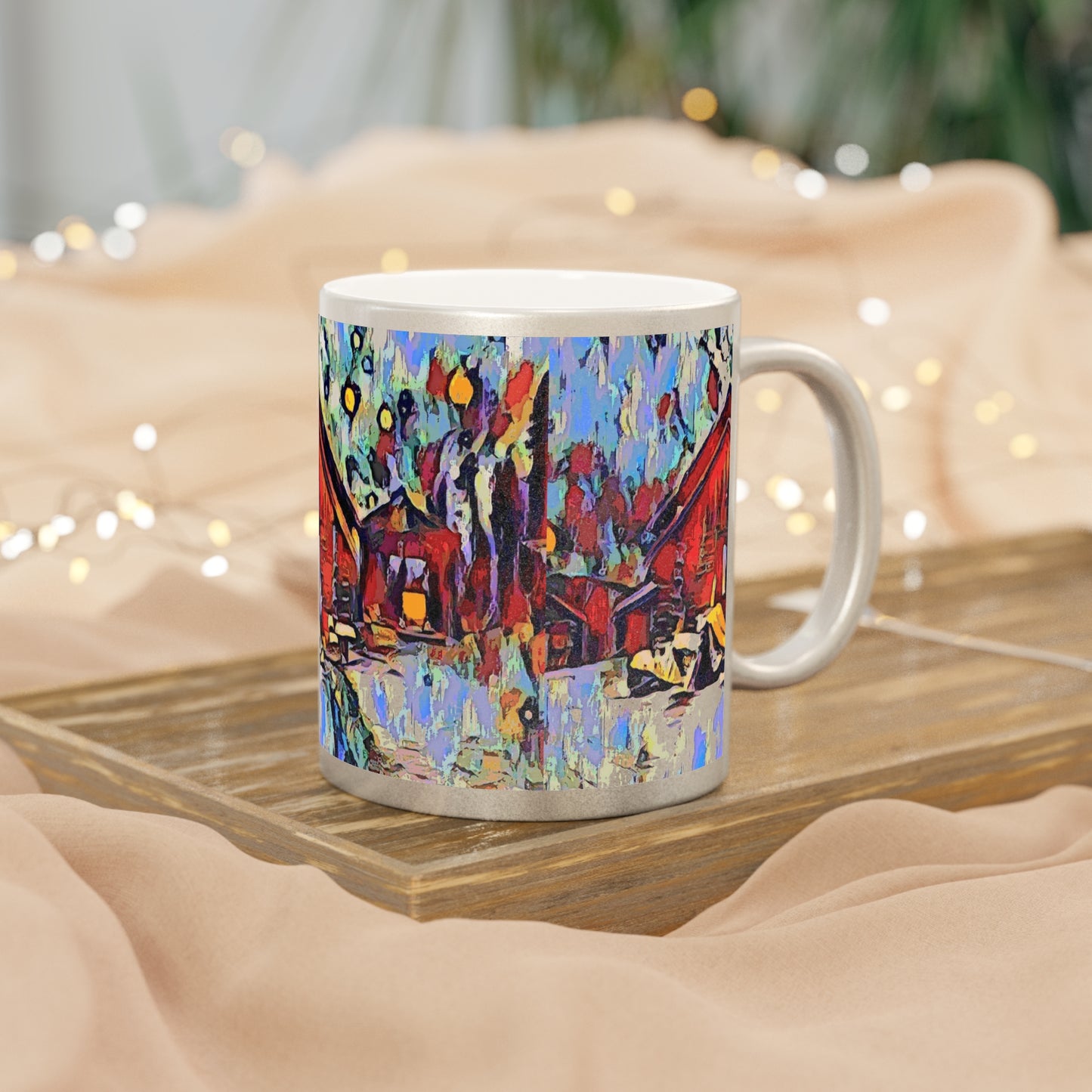 Metallic Mug (Silver\Gold) ... A Very Abstract "Mountain Winter Scene" ... Original Works. Copyright Phot's Photo_LODA: Les Objets D'Art. December 2023 ...