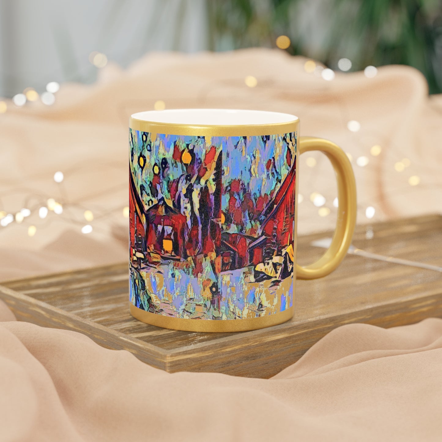 Metallic Mug (Silver\Gold) ... A Very Abstract "Mountain Winter Scene" ... Original Works. Copyright Phot's Photo_LODA: Les Objets D'Art. December 2023 ...