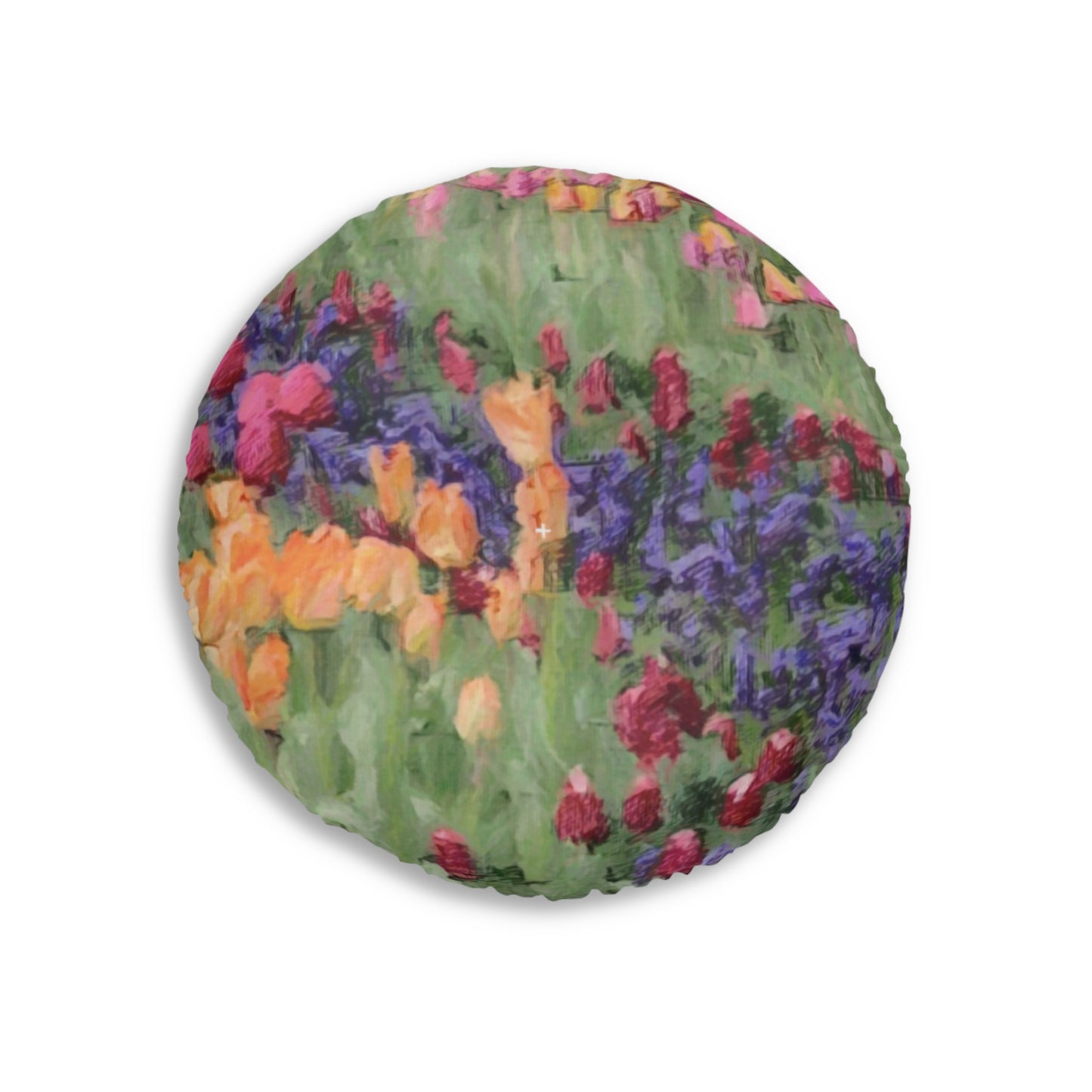Tufted Floor Pillow, Round ... Skagit Valley Tulips ... Skagit Valley, Washington ... Family Archives ... Original Works ... Circa 1980's ...
