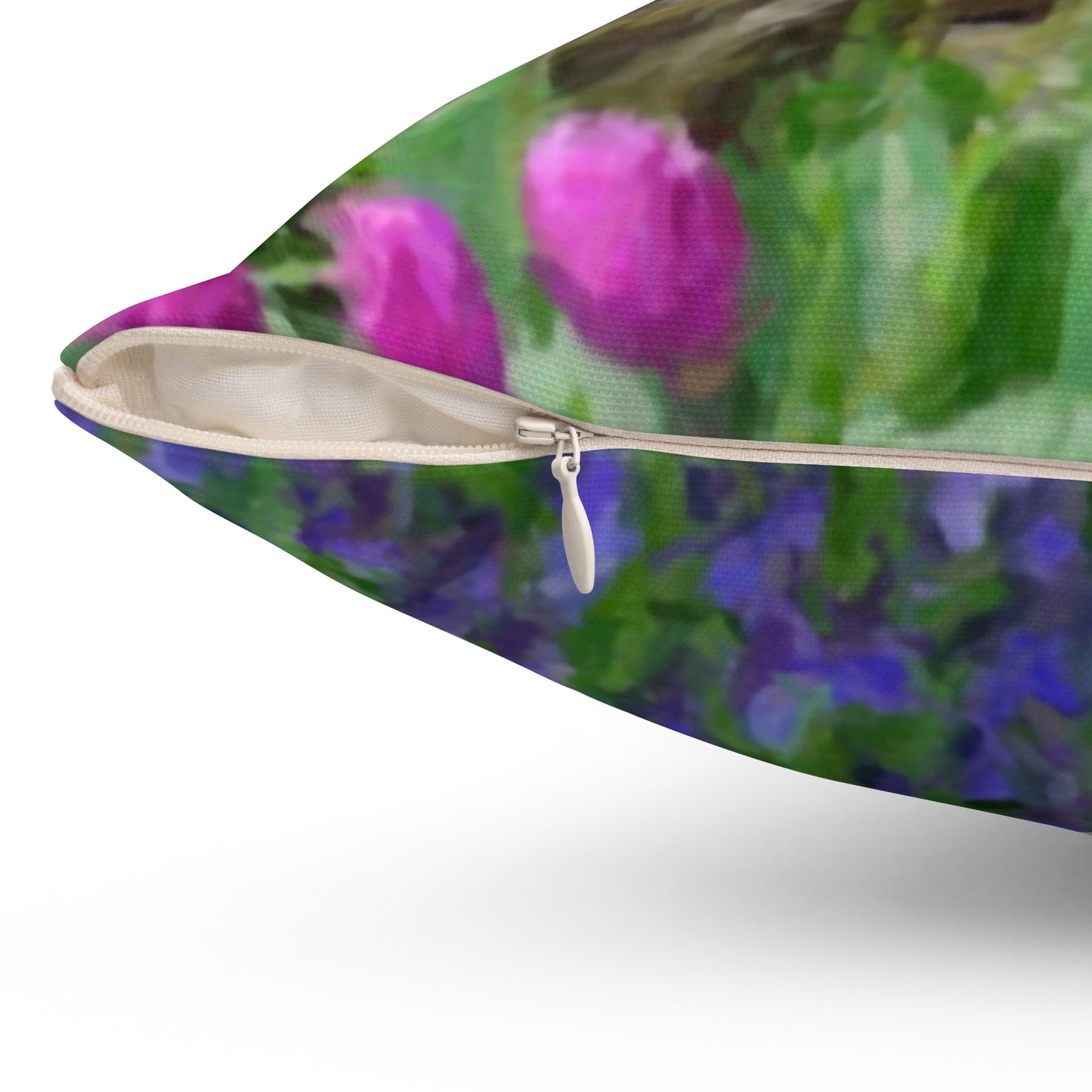 Spun Polyester Square Pillow ...Skagit Valley Tulips ... Skagit Valley, Washington ... Family Archives ... Original Works ... Circa 1980's ...