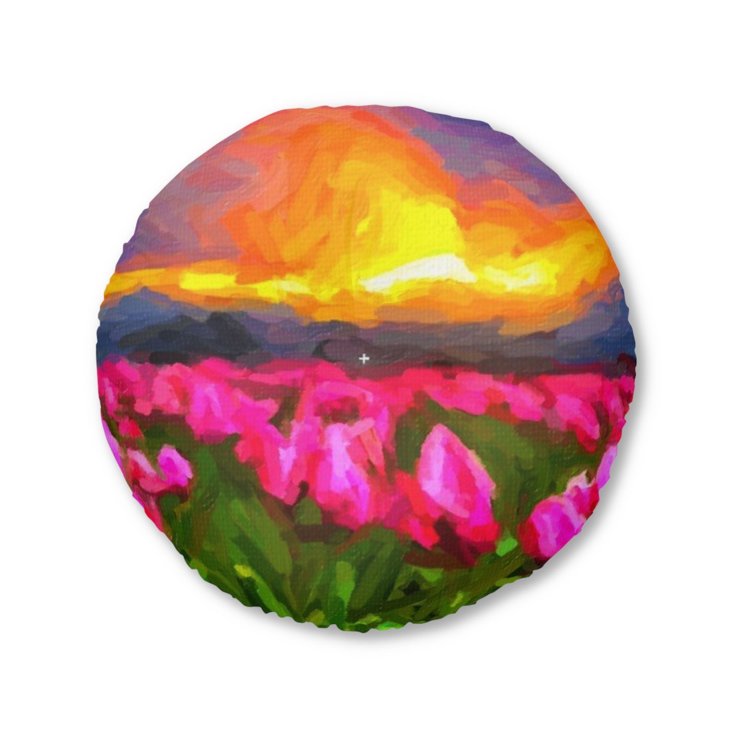 Tufted Floor Pillow, Round ... Skagit Valley Tulips ... Skagit Valley, Washington ... Family Archives ... Original Works ... Circa 1980's ...