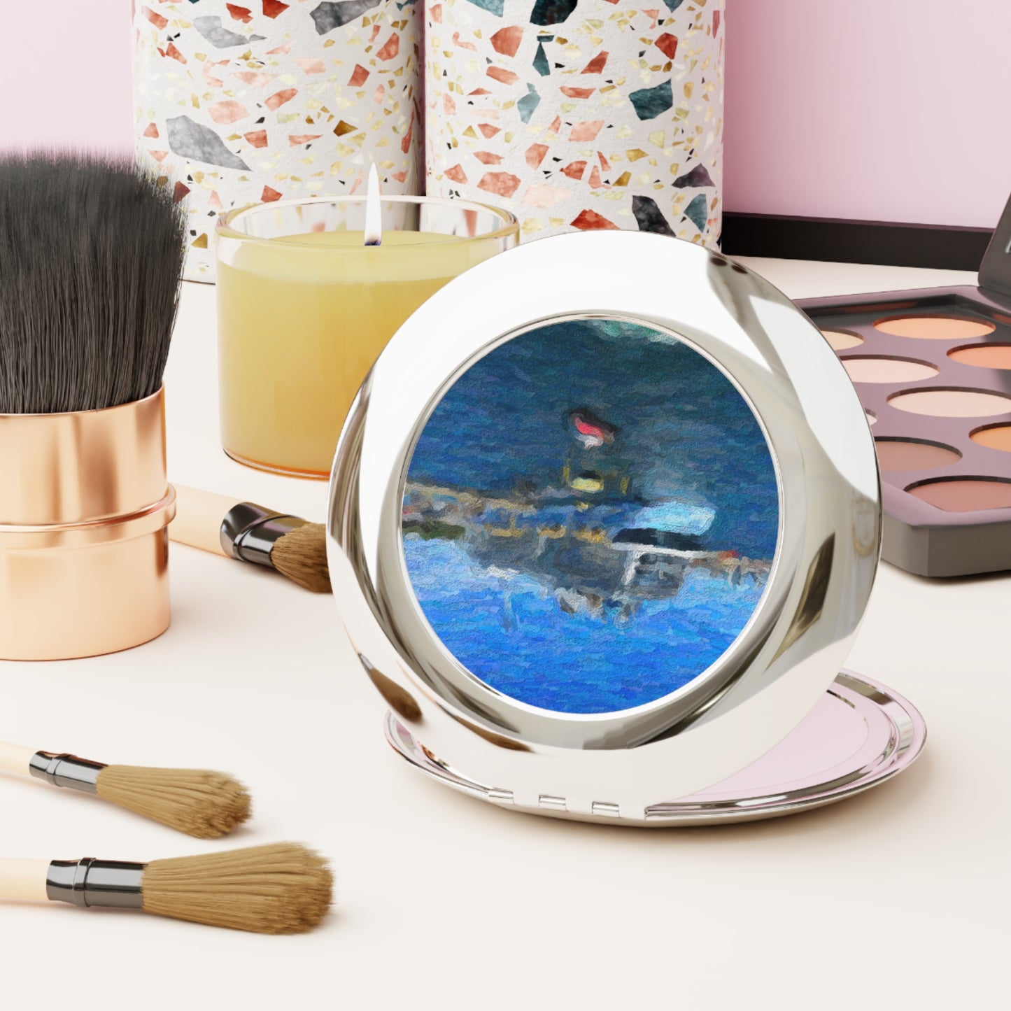 Compact Travel Mirror ... Into Vancouver Harbor We Arrive: Celebrity Edge-Cruise ... Vancouver, British Columbia ... June 2024 ... Original Works