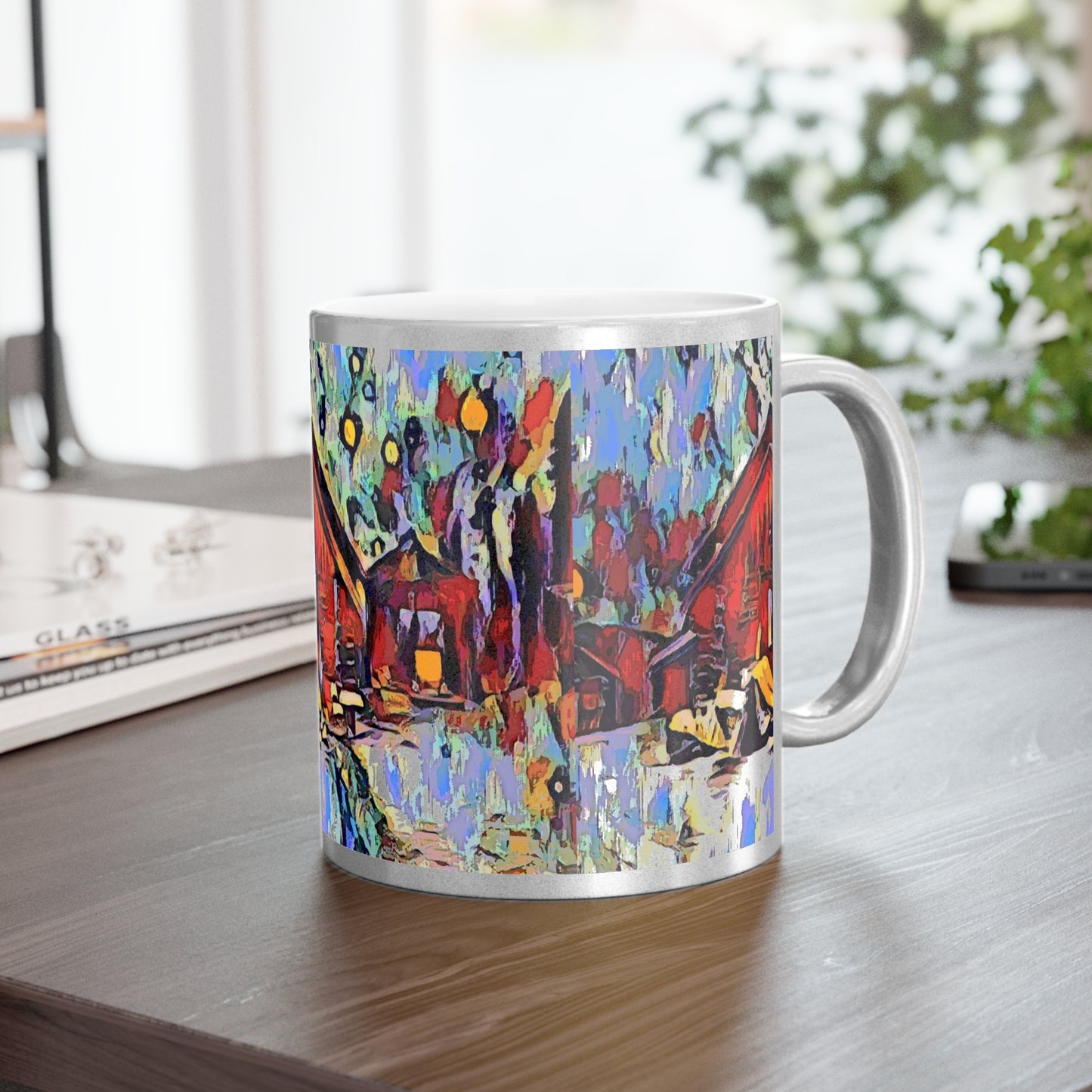 Metallic Mug (Silver\Gold) ... A Very Abstract "Mountain Winter Scene" ... Original Works. Copyright Phot's Photo_LODA: Les Objets D'Art. December 2023 ...