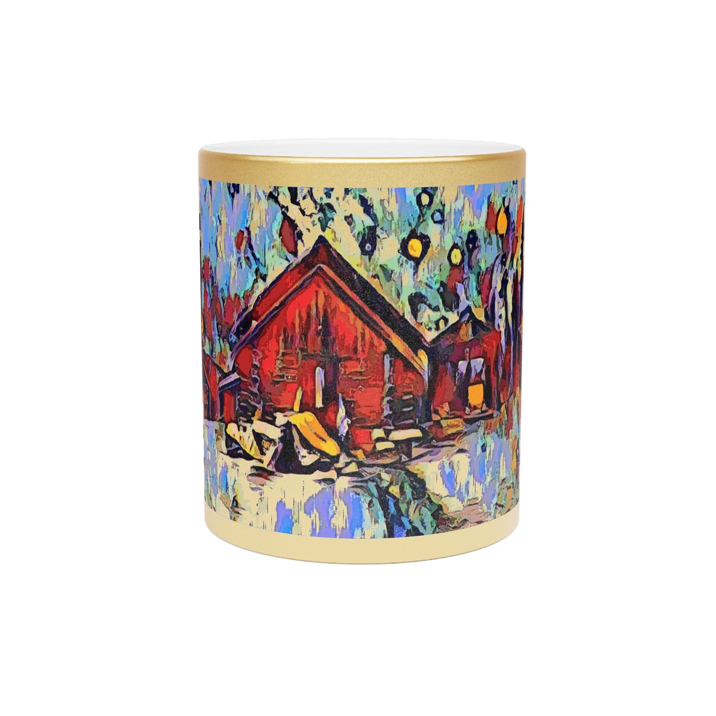 Metallic Mug (Silver\Gold) ... A Very Abstract "Mountain Winter Scene" ... Original Works. Copyright Phot's Photo_LODA: Les Objets D'Art. December 2023 ...